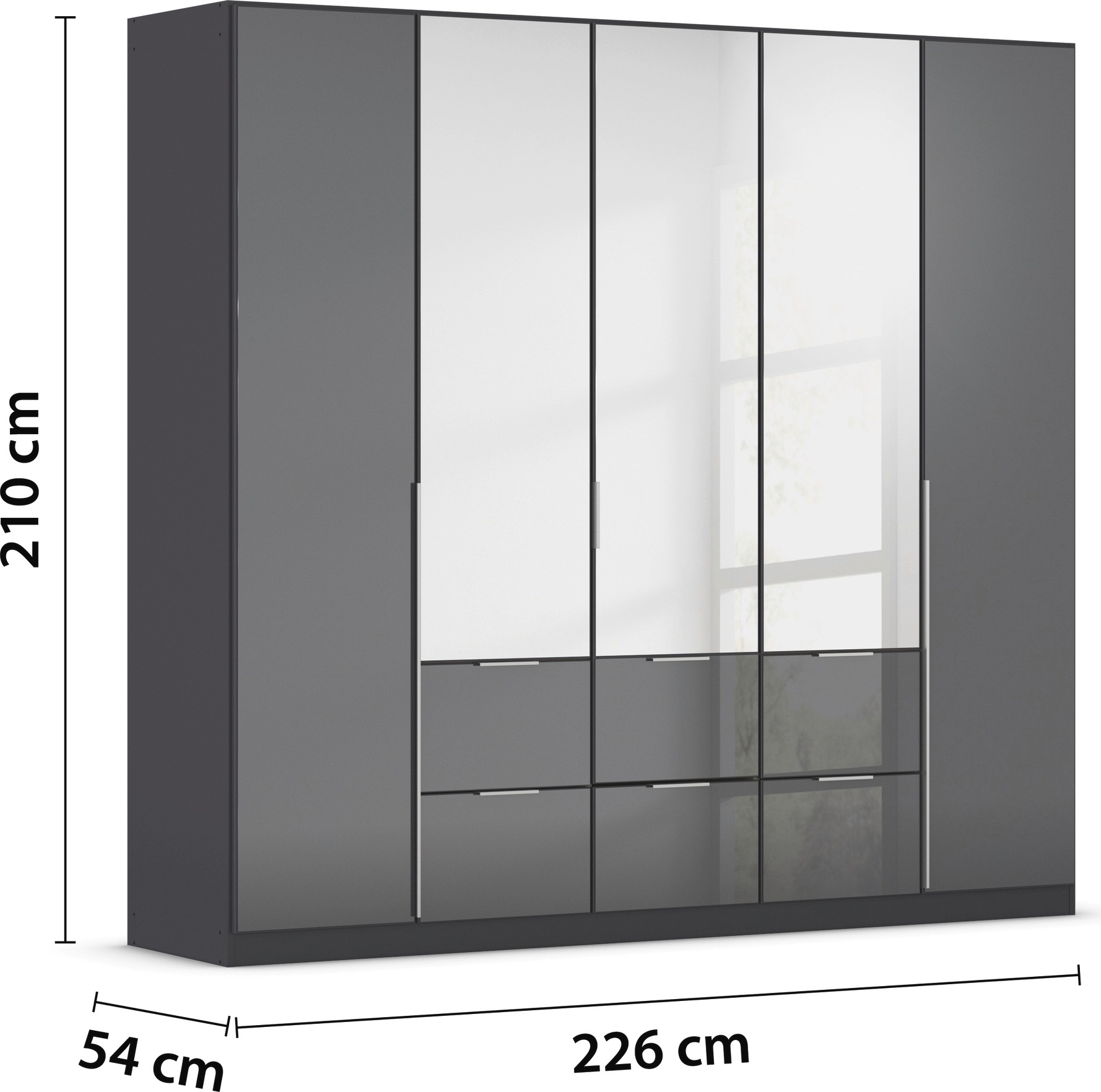 rauch Drehtürenschrank »Kleiderschrank Kleiderschränke Schrank Garderobe AGORDO mit Glasfront«, mit Außenschubkästen, in 6 Breiten und 2 Höhen MADE IN GERMANY