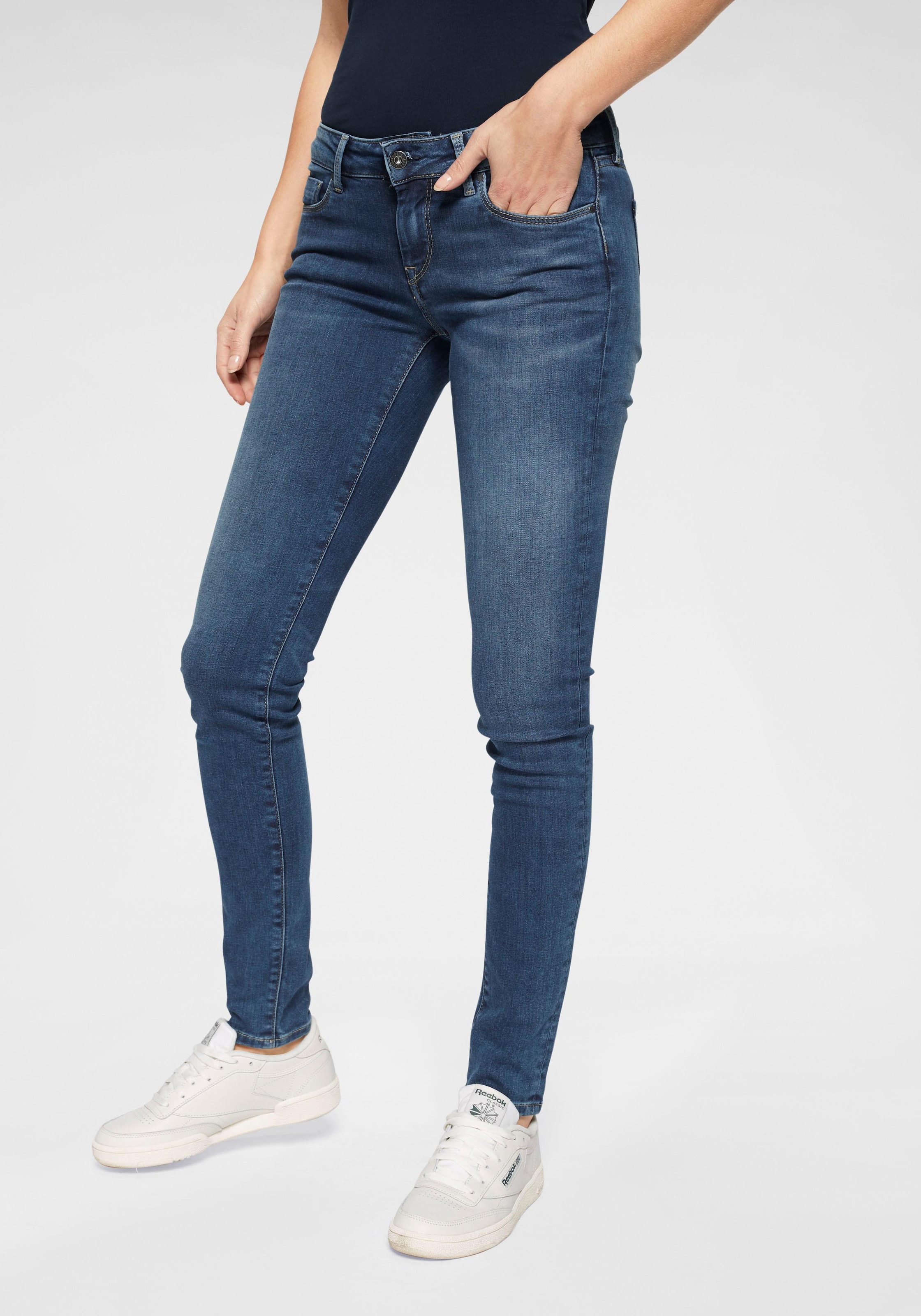 und Stretch-Anteil mit kaufen Skinny-fit-Jeans 5-Pocket-Stil im Pepe bequem Bund Jeans »SOHO«, 1-Knopf