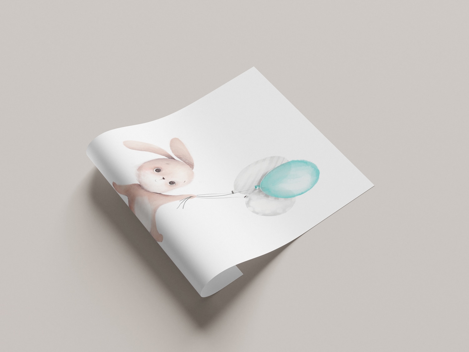 Lüttenhütt Poster »Fliegender Hase mit Luftballons«, Fantasy-Hase-Hasen-Luftballon-Tiere, (1 St.), HD Premium Druck
