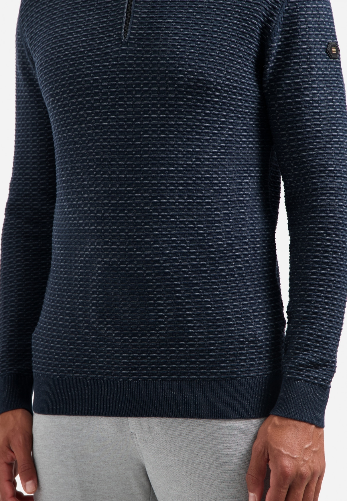 NO EXCESS Stehkragenpullover »No Excess Waffelstrickpullover mit Half-Zip«