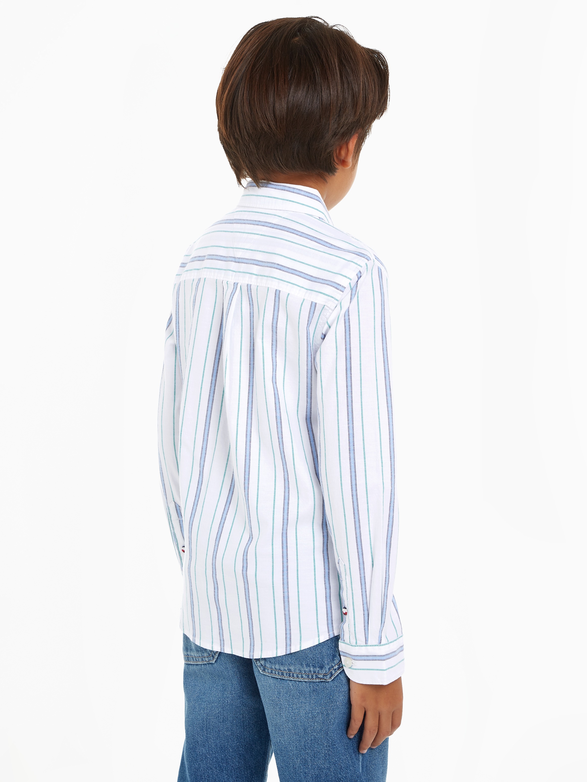 Tommy Hilfiger Langarmhemd »FLEX ITHACA SHIRT L/S«, Kinder bis 16 Jahre mit Logostickerei