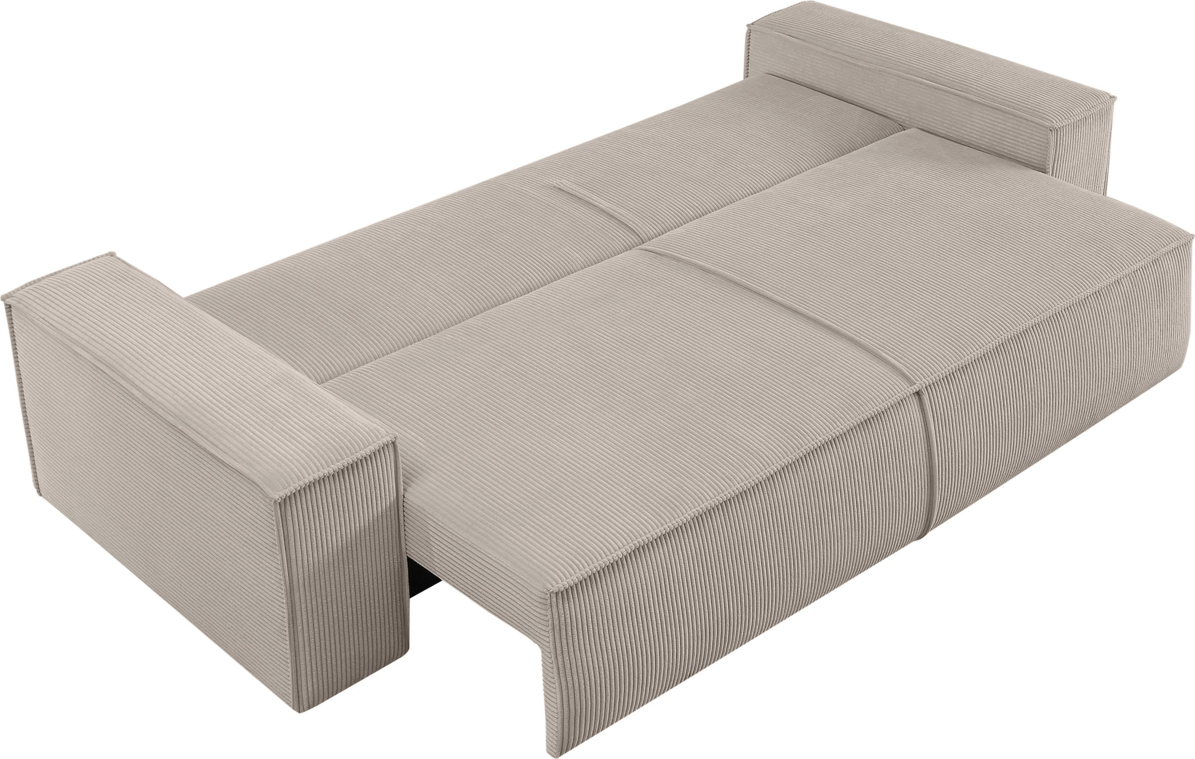 Home affaire 3-Sitzer »SHERWOOD Schlafsofa (257cm) Cord, Samtvelours, Vintage-Lederoptik«, Schlaffunktion mit Bettkasten (ca. 136/200cm)
