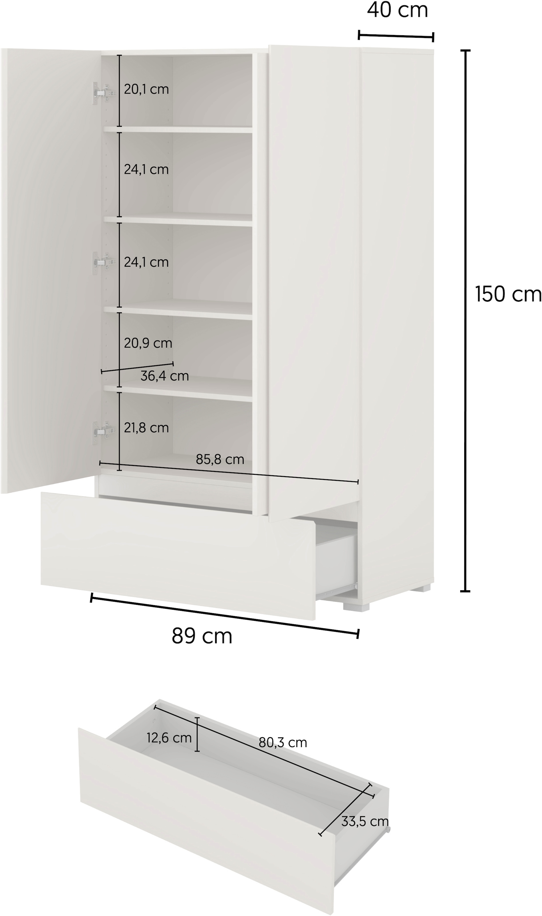 OTTO home Mehrzweckschrank »Metric,Breite 89 cm, Highboard, Universalschrank, Garderobe« Waescheschrank mit viel Stauraum, Einlegeböden verstellbar