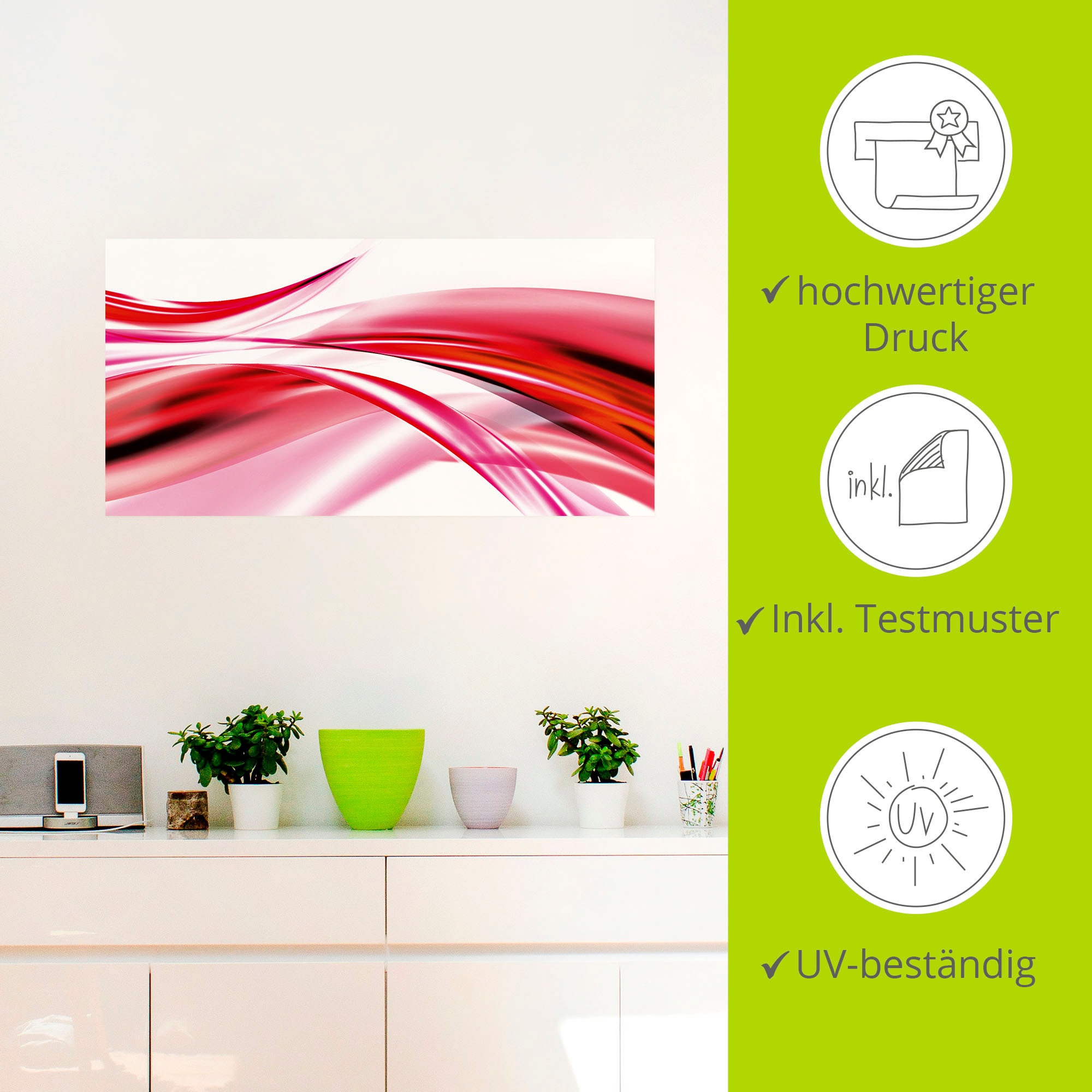 Artland Wandfolie »Schöne pinke Welle - Abstrakt«, Gegenstandslos, (1 St.), selbstklebend
