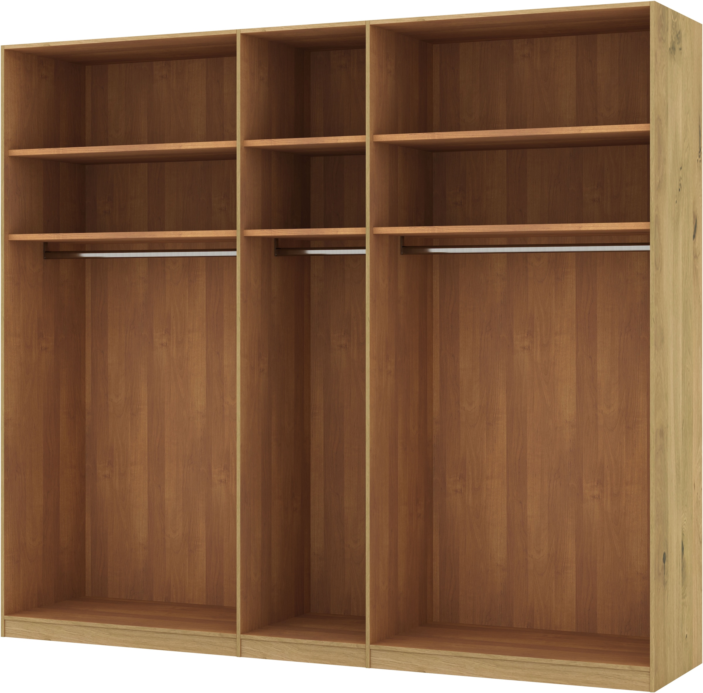 Musterring Drehtürenschrank »Savona, Kleiderschrank, Schrank, Garderobe, teilmassiv Eiche«, (mit Türdämpfern, in 5 Breiten & 2 Höhen, extra Böden, MADE IN GERMANY), Türen in Bianco-Eiche massiv, mit Querriegel, verschiedene Größen