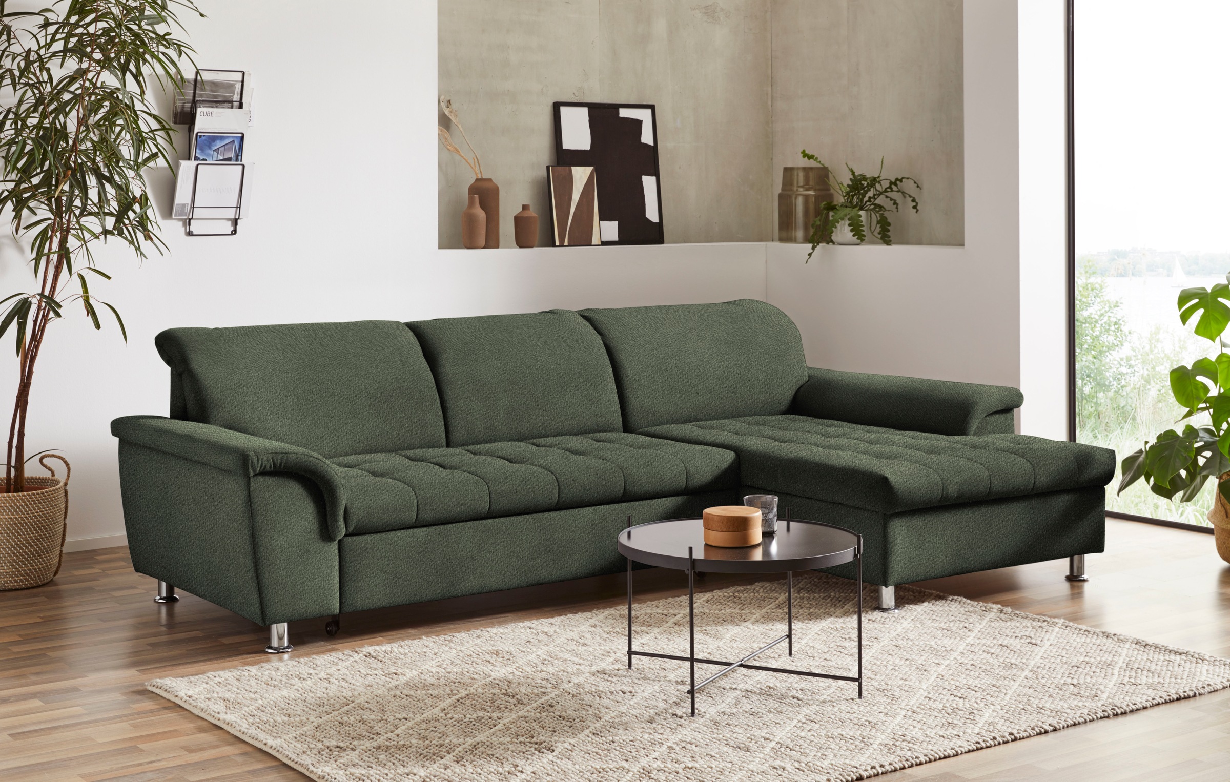 DOMO collection Ecksofa »Franzi, zeitlos und elegant, moderne Sitzheftung, günstig online kaufen