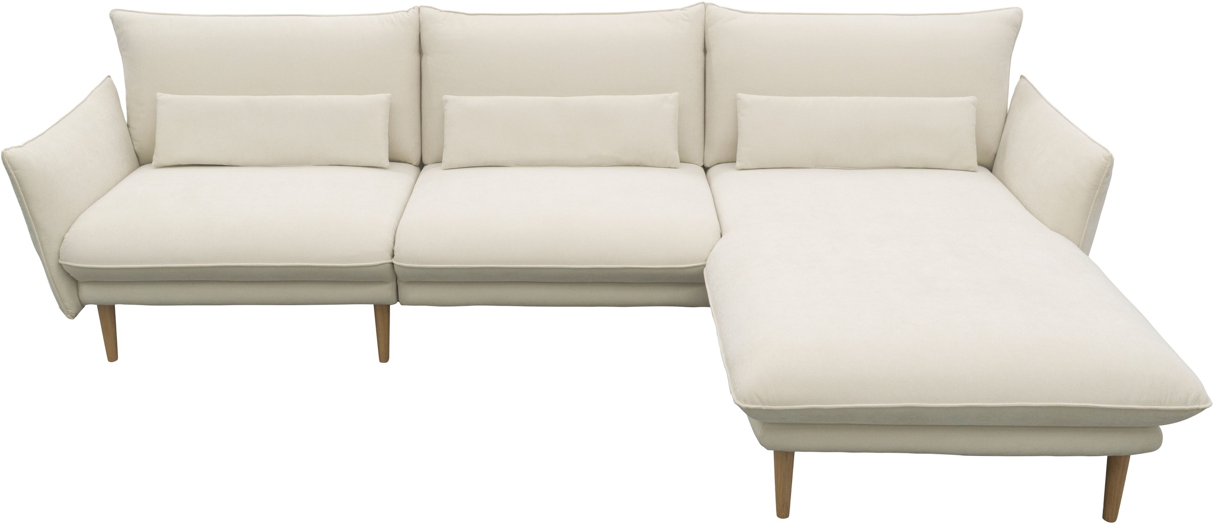 DOMO collection Ecksofa »Leuven modern mit schmalen Armlehnen, Breite 282 cm, L-Form« angenehm feste Polsterung, bodenfrei, 19 cm hohe Holzfüße