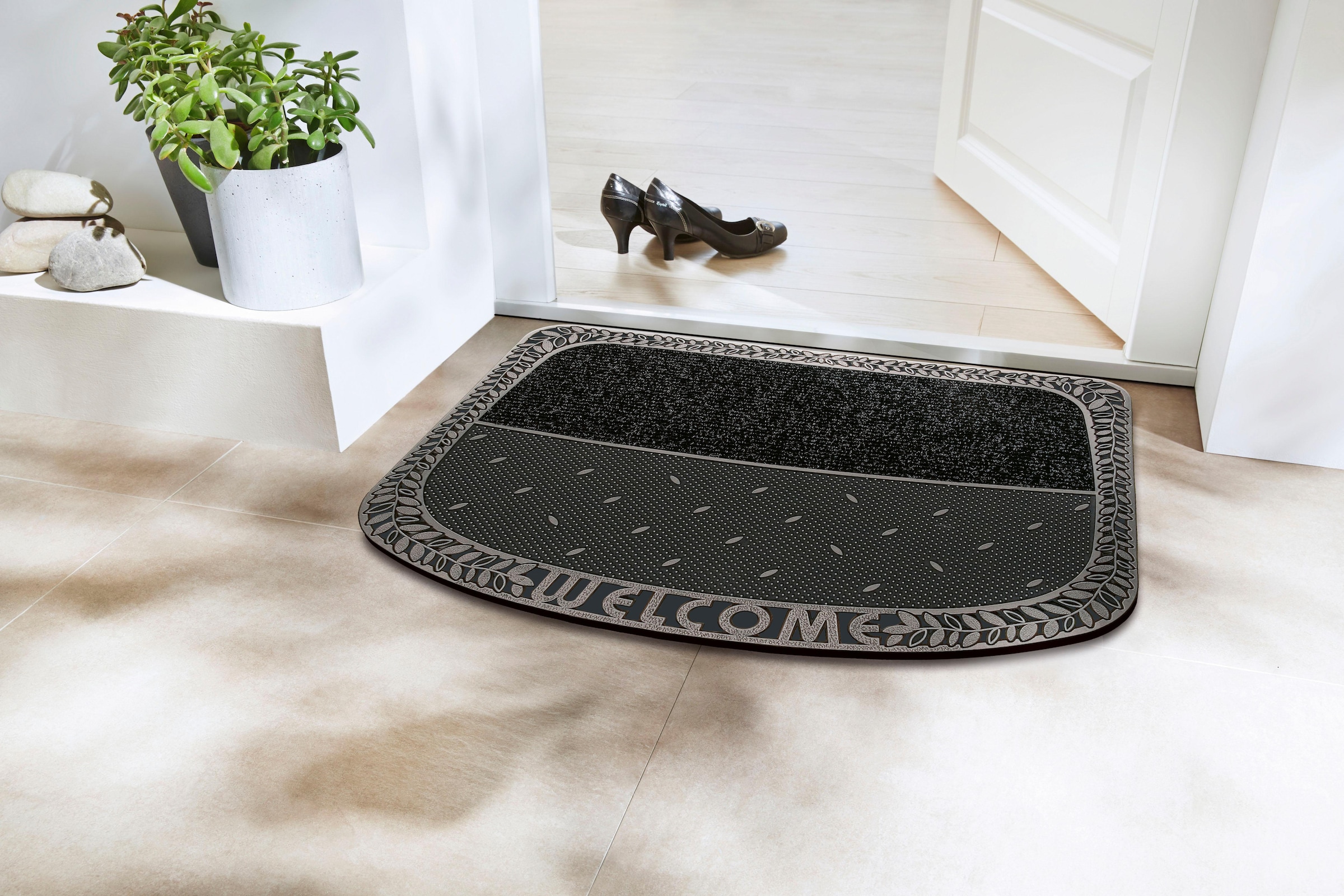 Home2Fashion Fußmatte »TC Clean Tendri, Welcome«, rechteckig, 8 mm Höhe, Schmutzfangmatte, mit Spruch, robust, In- und Outdoor geeignet