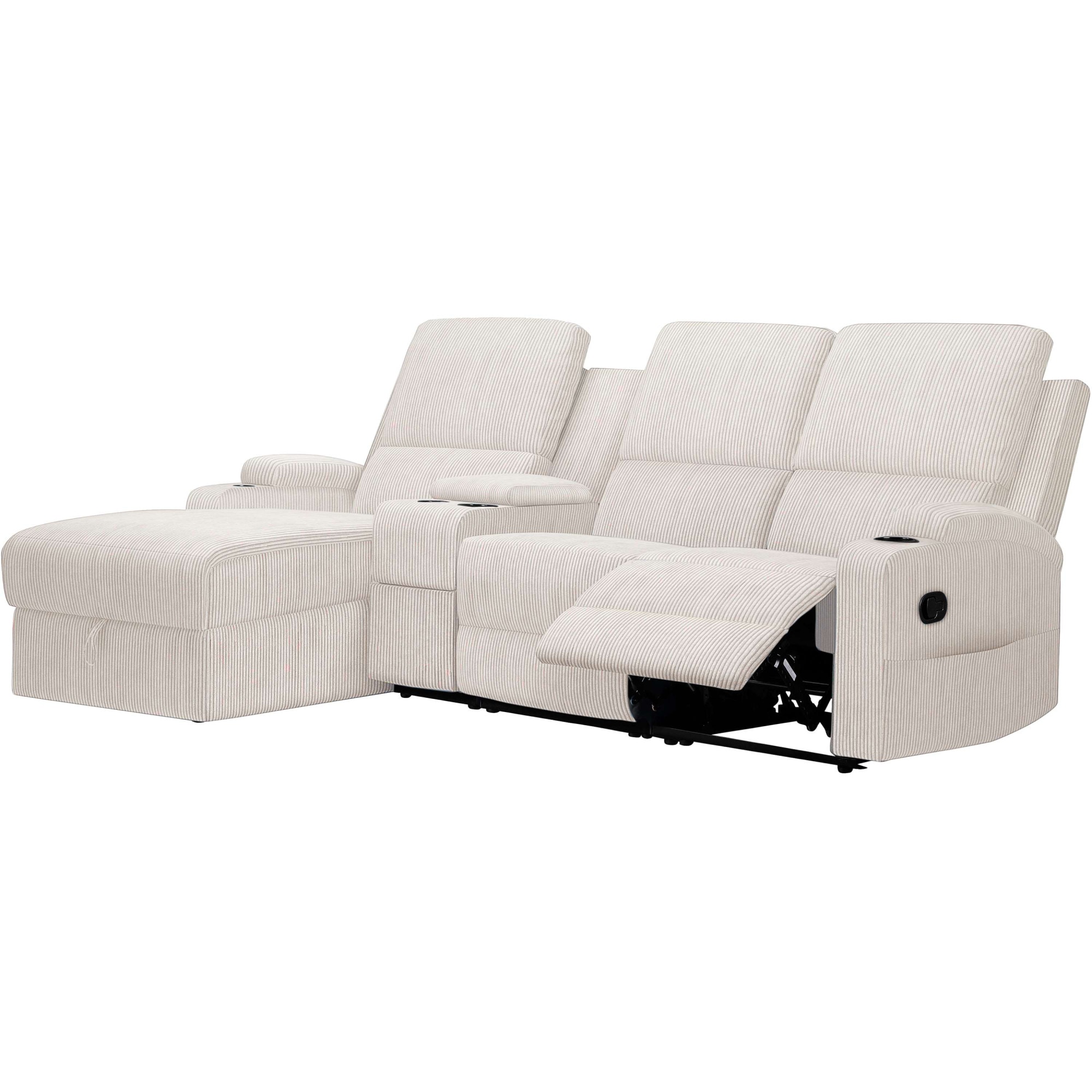 Home affaire Ecksofa »NAPORI Multimediasofa, 3er Kinosessel XXL, L-Form, Cord«, Kinosofa mit Relaxfunktion, Getränkehalter, Staufach und Staukasten