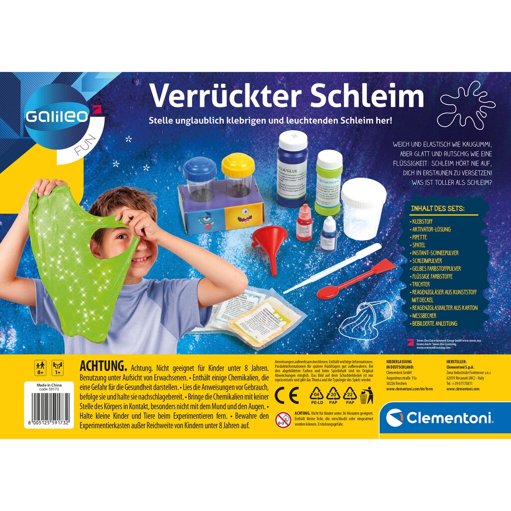 Clementoni® Experimentierkasten »Galileo, Verrückter Schleim«