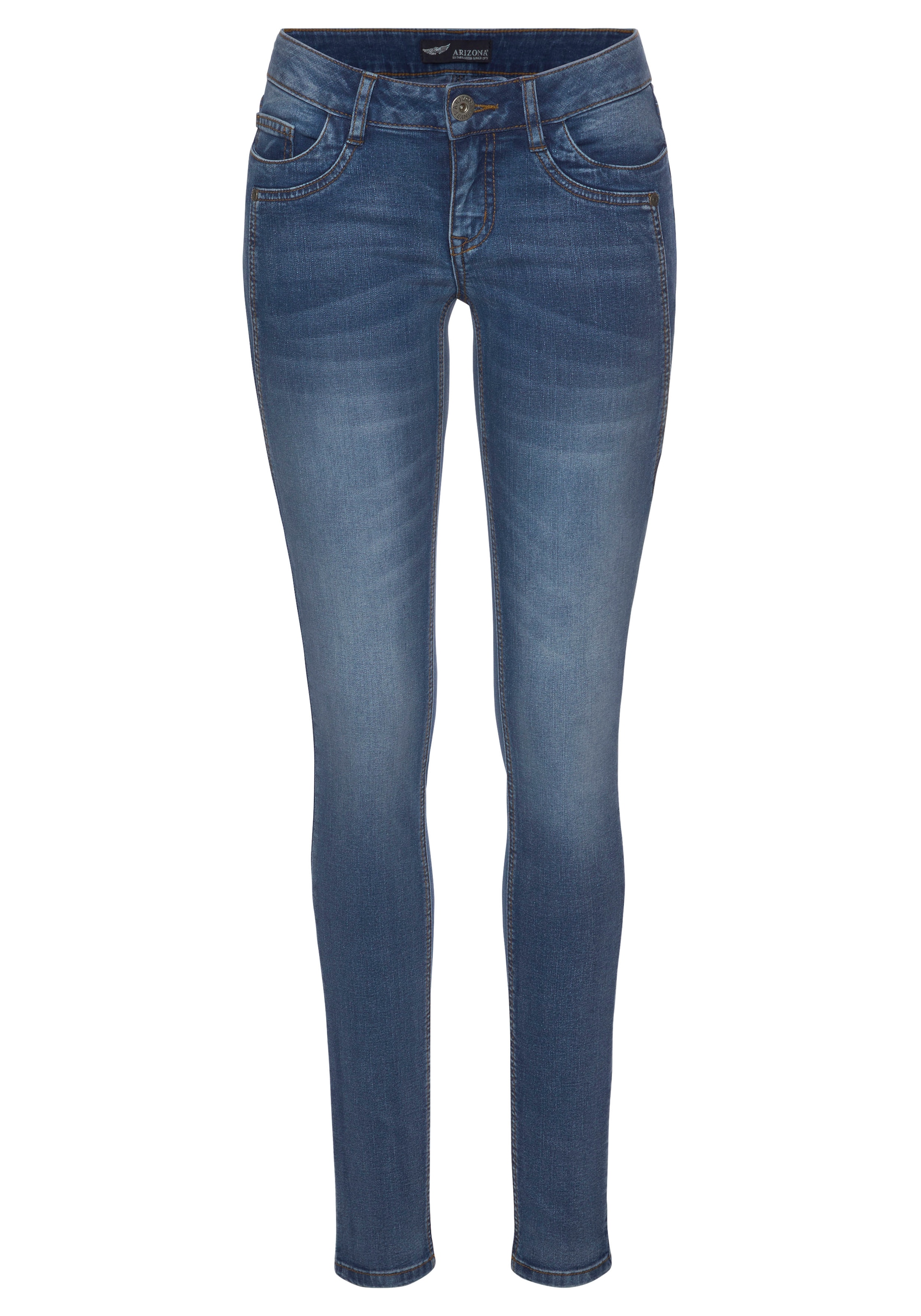 Arizona Skinny-fit-Jeans »mit Keileinsätzen«, extra-enger Beinschnitt, niedrige Leibhöhe