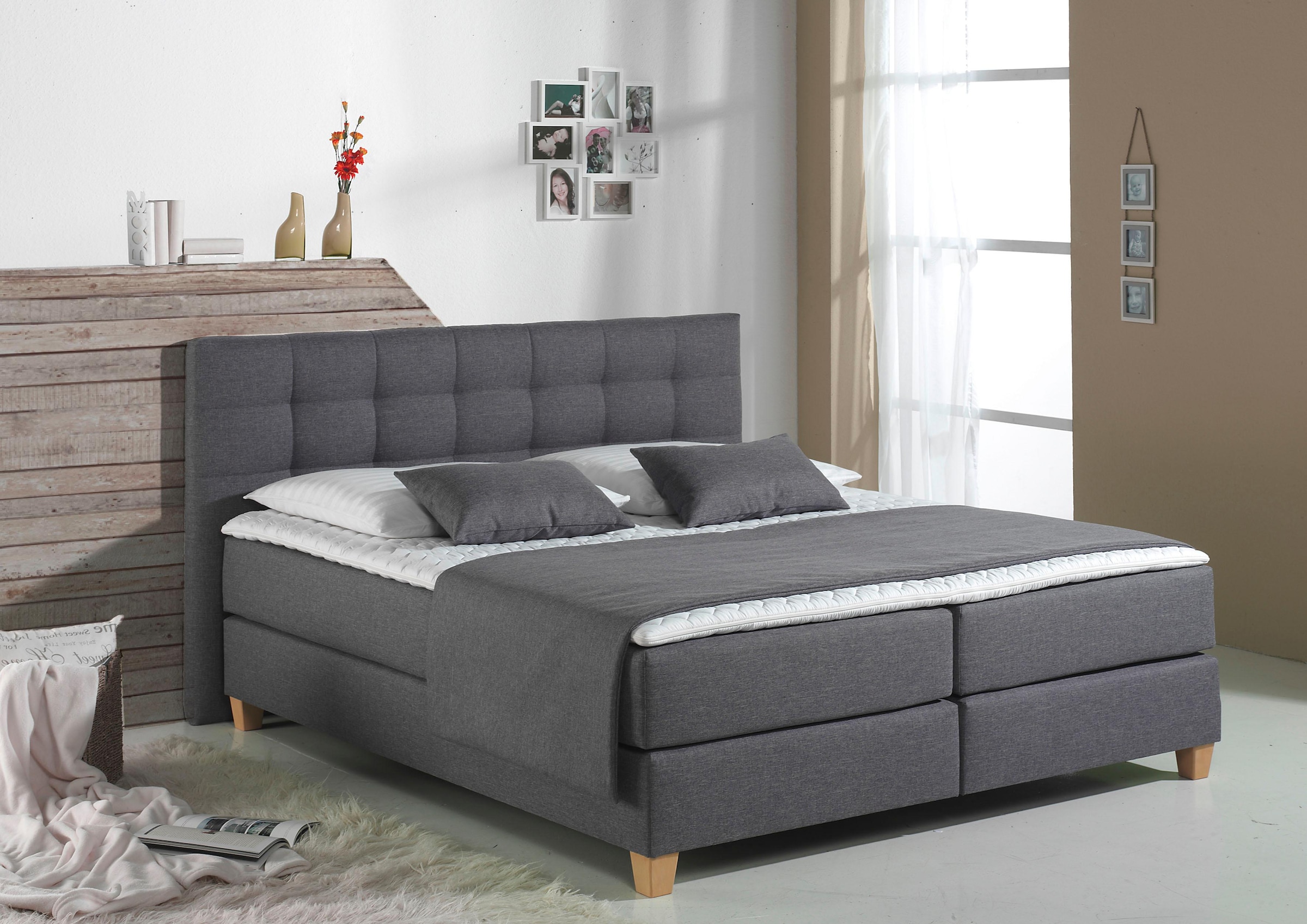 Bild von Home affaire Dekokissen »Tommy«, Kissen-Plaidset für »Tommy« Boxspringbett