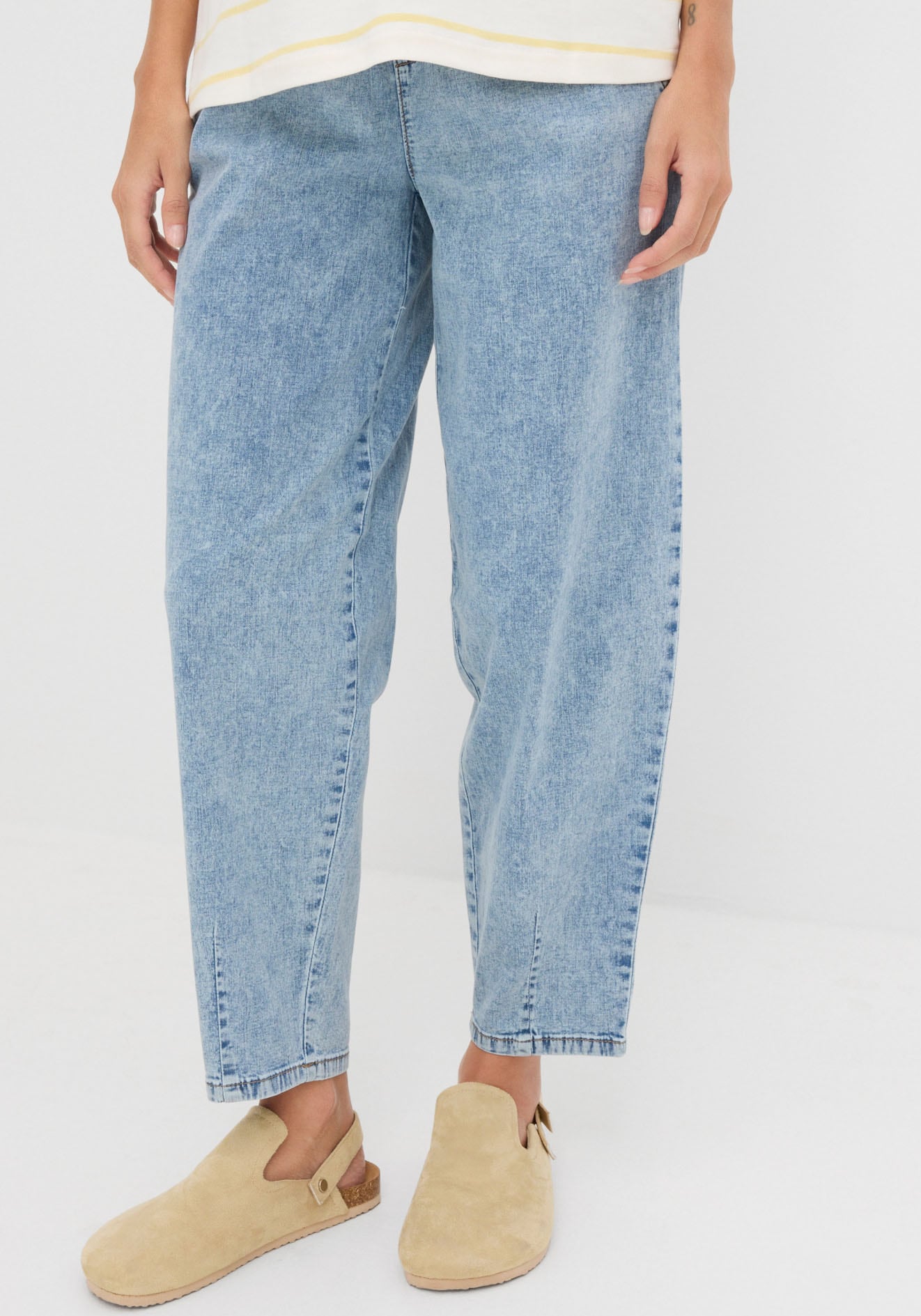 bonprix Loose-fit-Jeans 1 Barrel-Form, mit Gummibund, mit Elasthan-Anteil