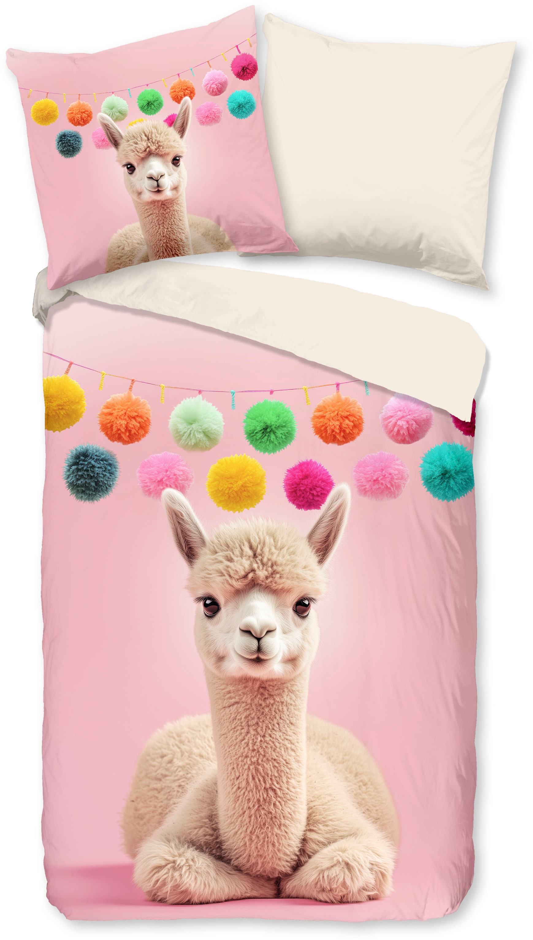 PURE luxury collection Kinderbettwäsche »Relaxing« 2 Stk. tlg. Mikrofaser, 135x200, 2 Teilig, Wendeoptik, Mädchen, Alpaka, Rosa