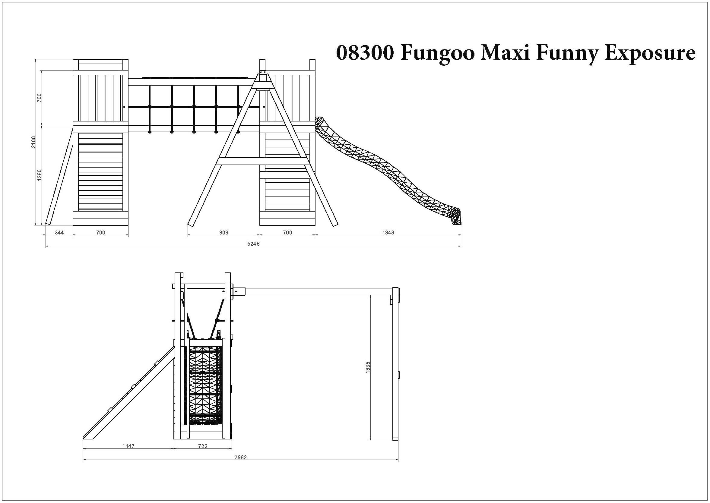 FUNGOO Spielturm »Maxi Funny Exposure«, Schaukel, Rutsche mit Wasseranschluss, Sandkasten, Brückenverbindung