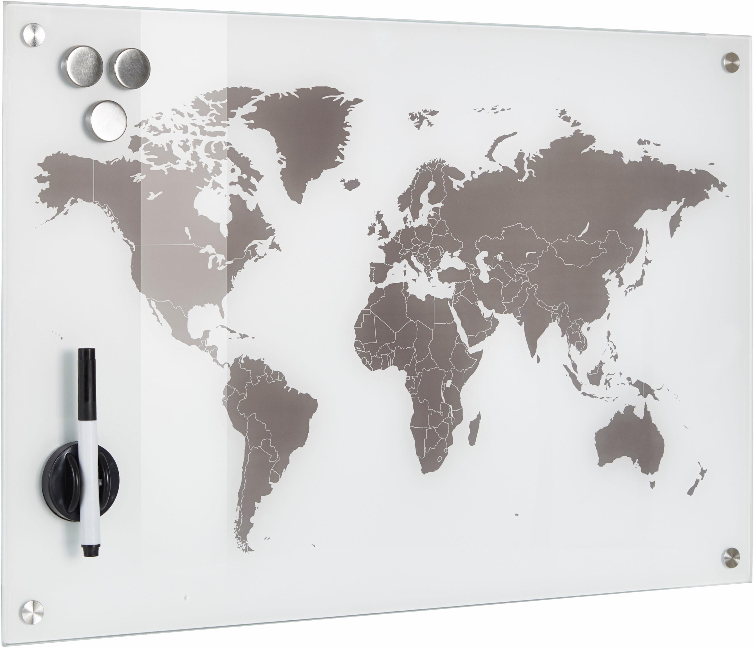 Zeller Present Pinnwand »Worldmap«, Glas 60x40