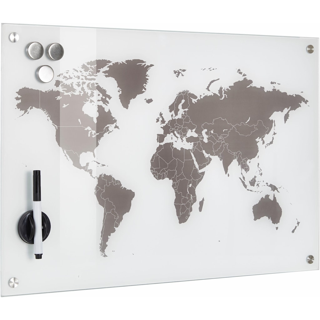 Zeller Present Pinnwand »Worldmap«, Glas 60x40