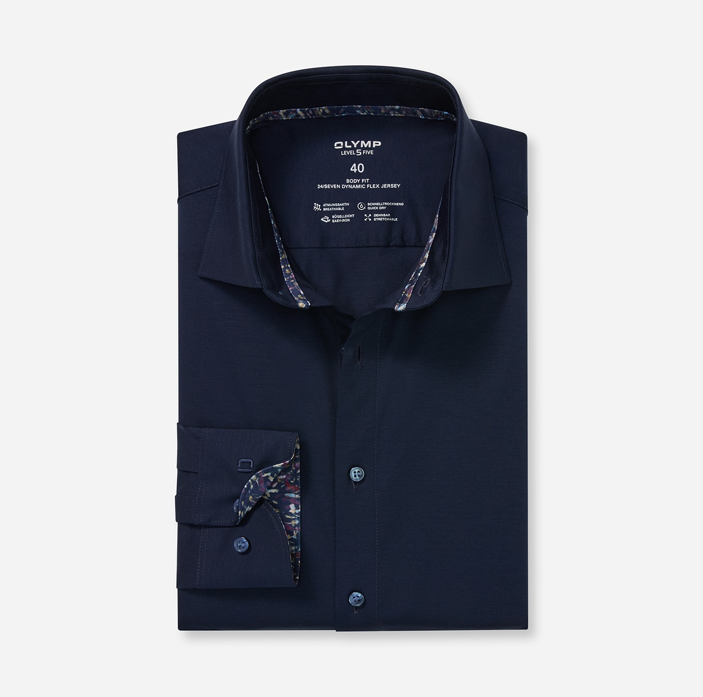 OLYMP Langarmhemd »Level Five 24/Seven« Businesshemd, body fit, New York Kentkragen, Jersey