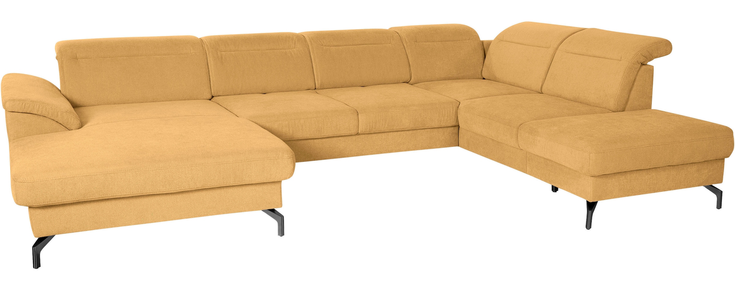 sit&more Wohnlandschaft »Percy U-Form«, 15 cm Fußhöhe, Sitztiefenverstellung, wahlweise in 2 Fußfarben