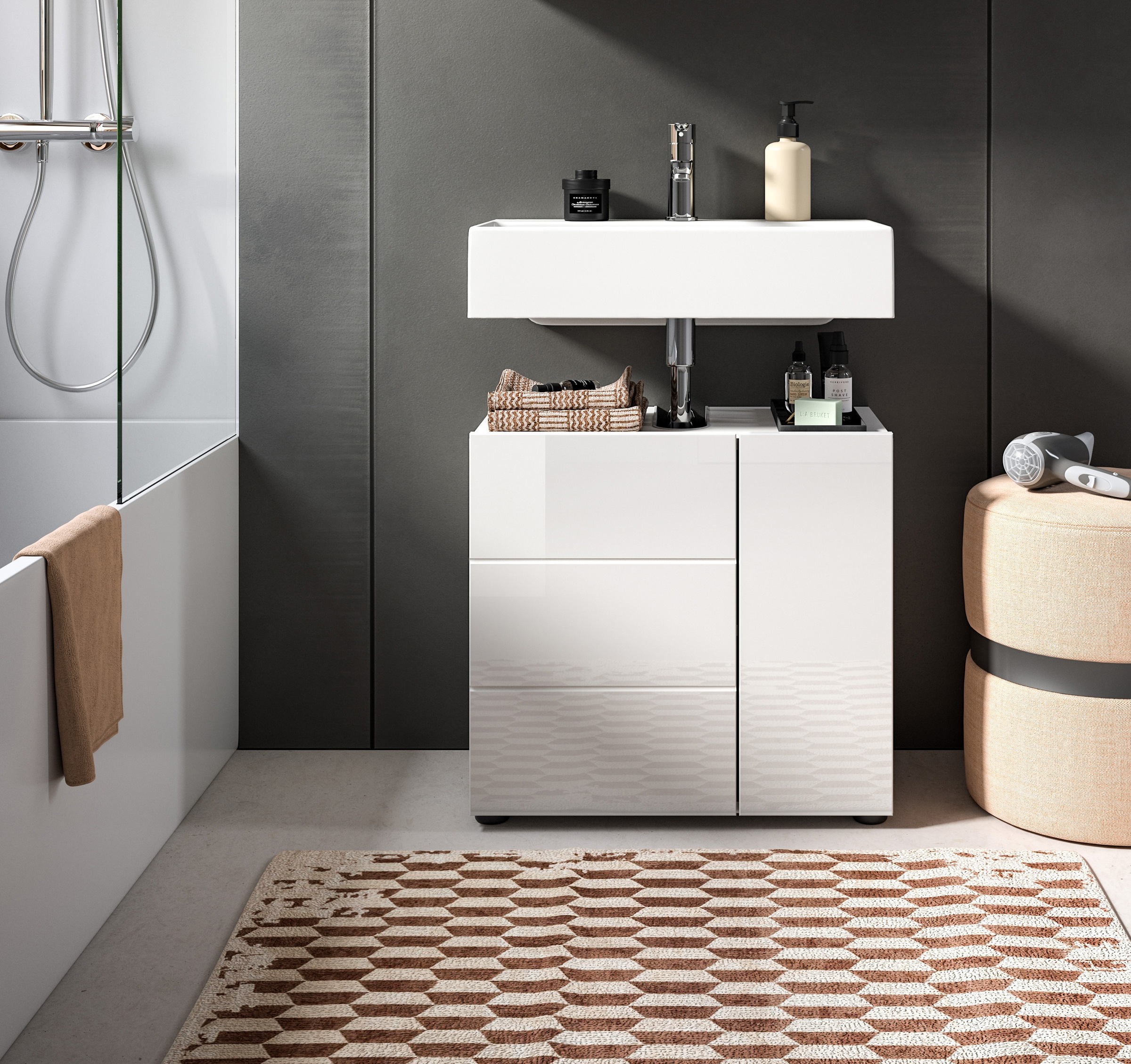 welltime Waschbeckenunterschrank »BIEL, TOPSELLER!, Breite 60 cm, 1 Tür, 2 günstig online kaufen
