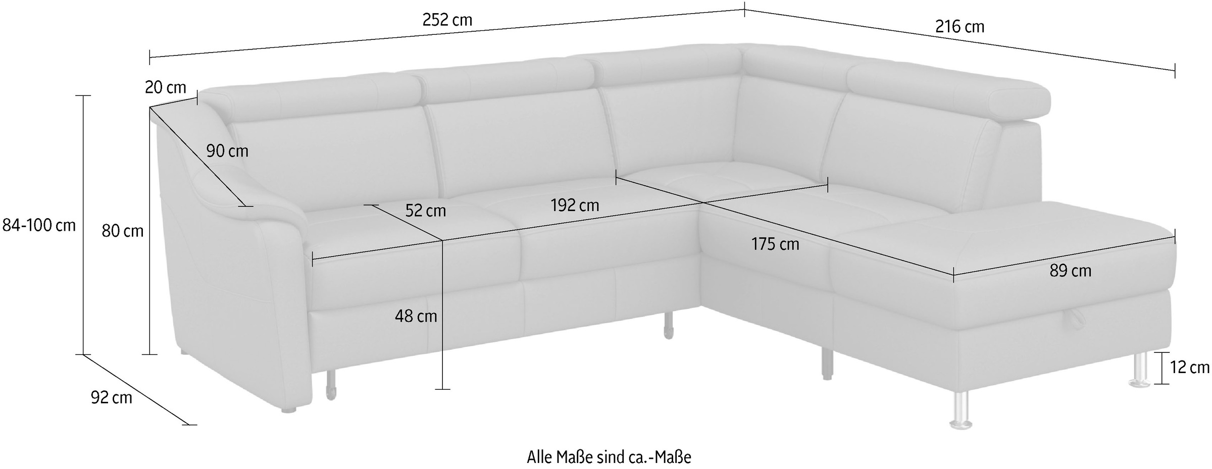 sit&more Ecksofa »Freetown L-Form«, inklusive Kopfteilverstellung und komfortablem Federkern