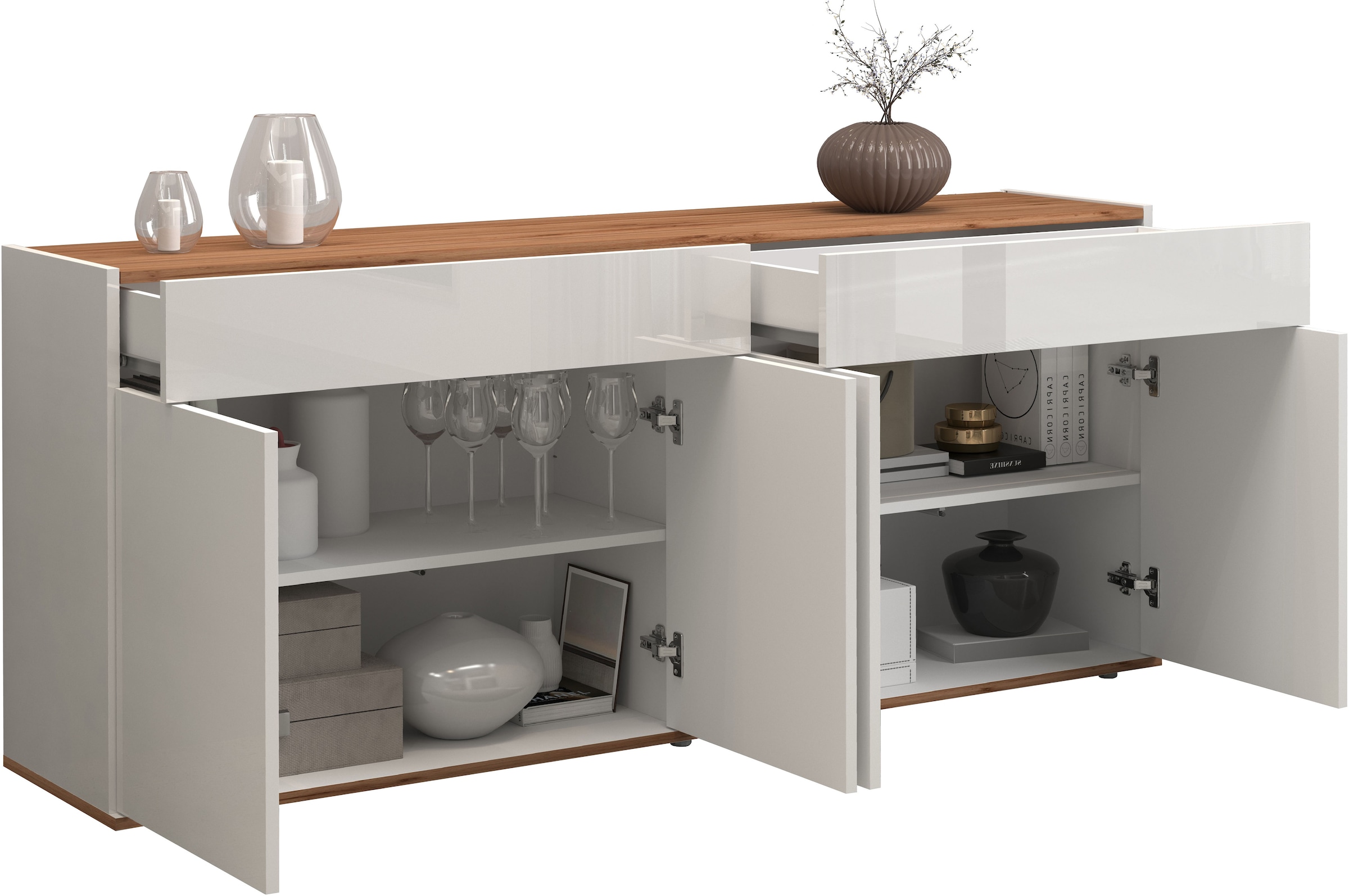 INOSIGN Sideboard »Garda, Kommode, Schrank, Kredenz«, 4 Türen, 2 Schubladen, grifflos Breite 160,1 cm