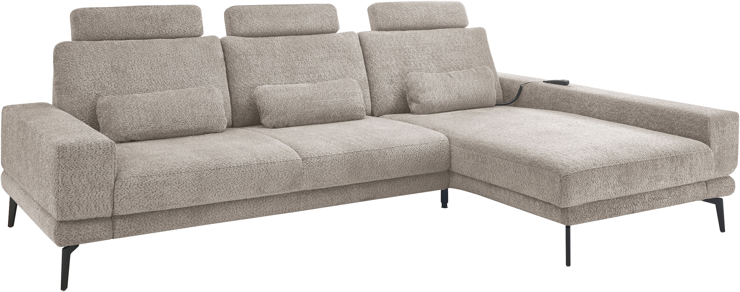 set one by Musterring Ecksofa »SO 3600, inkl motor. Sitztiefenverstellung, Kopfstützen, Nierenkissen«, Sitzhöhe 42 cm, Kaltschaum, Breite 293 x Tiefe 180 cm, Kama stone
