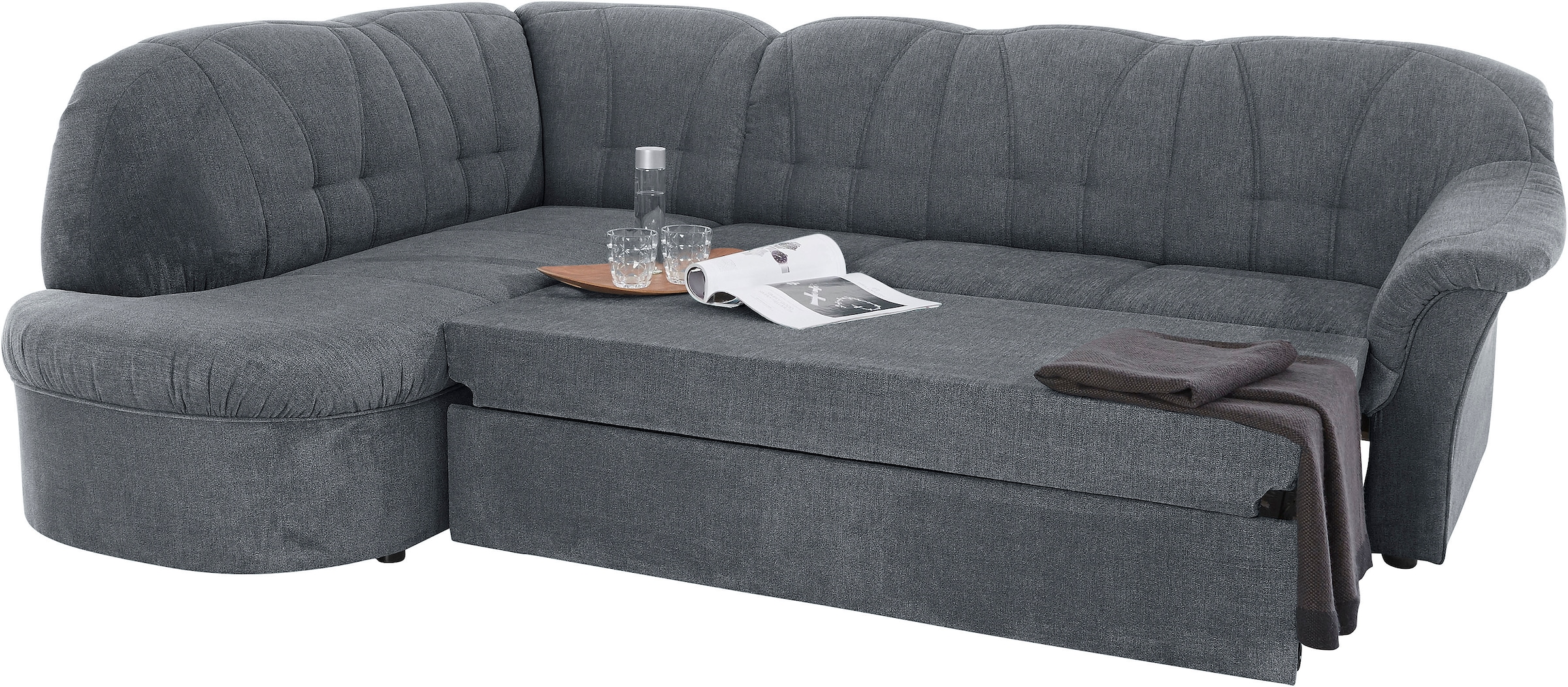 DOMO collection Ecksofa »Pegnitz, elegante Rückensteppung, zeitlose Formensprache, L-Form«, wahlweise mit Bettfunktion