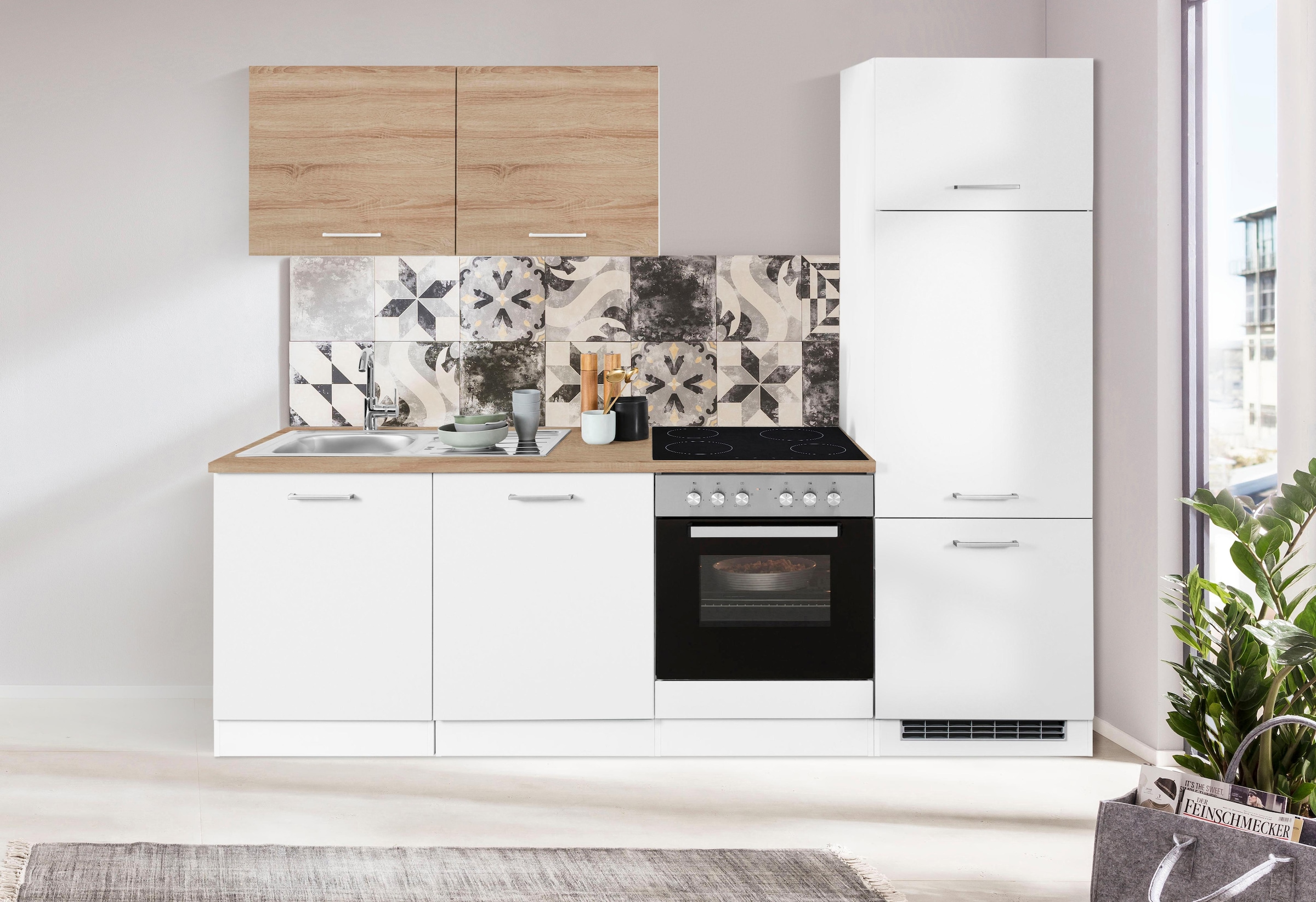 KOCHSTATION Küchenzeile »KS-Visby«, ohne E-Geräte, Breite 240 cm für Kühlschrank