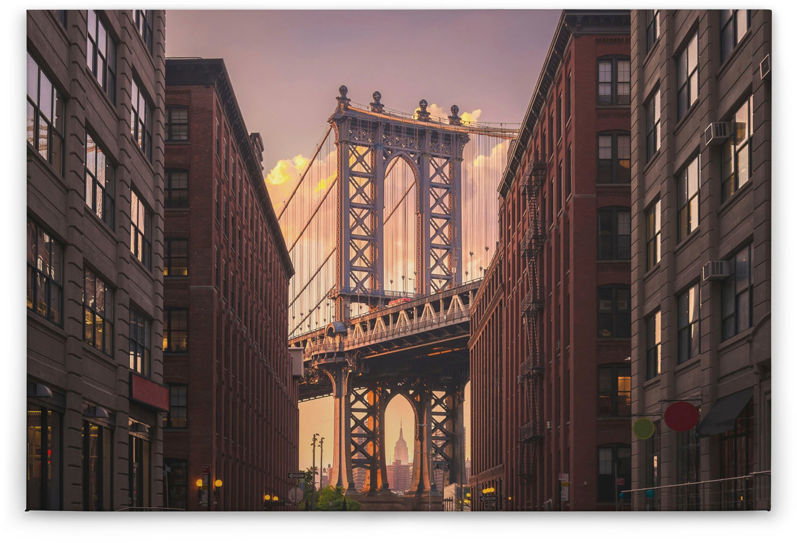 Bricoflor New York Leinwand Braun Und Lila Wandbild Mit Sonnenuntergang An günstig online kaufen