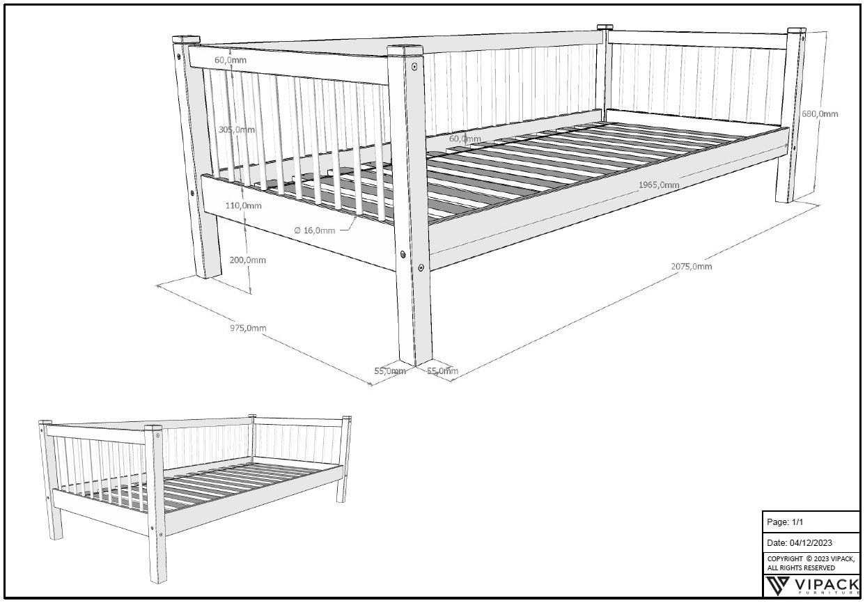 Home affaire Einzelbett »Forrest 90/200 aus massiver Eiche, Oberfläche geölt, stabil gebaut«, (B/H/T ca. 207,5x68x97,5cm, inkl. Massivholz Rolllattenrost), aus massiver Eiche geölt, LF 90x200 cm, wahlweise mit Bettschublade