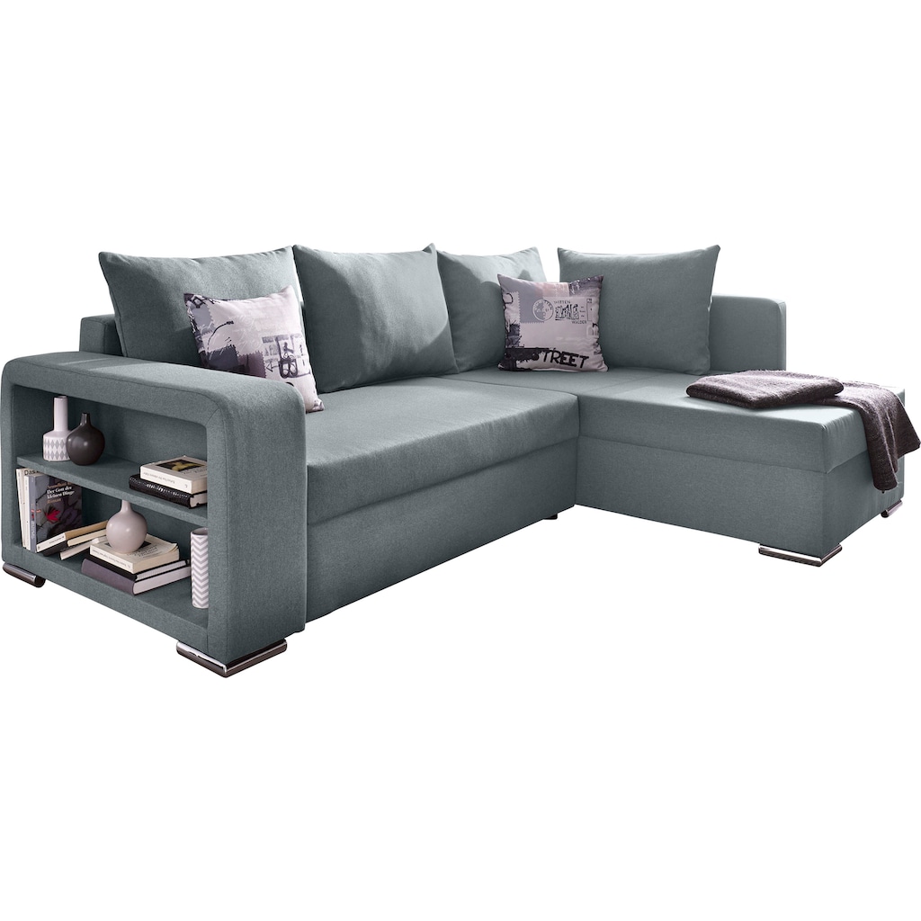 COLLECTION AB Ecksofa »John«, mit Bettfunktion, Bettkasten und Regalarmteil