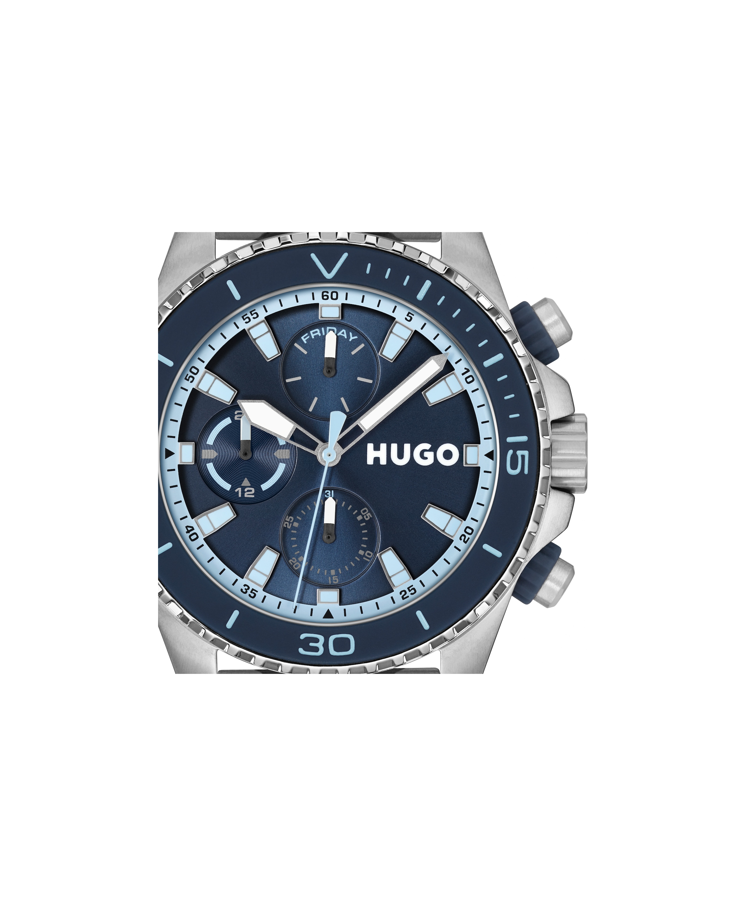 HUGO Multifunktionsuhr »#DIVE« Quarzuhr, Armbanduhr, Herrenuhr, Edelstahlarmband, analog
