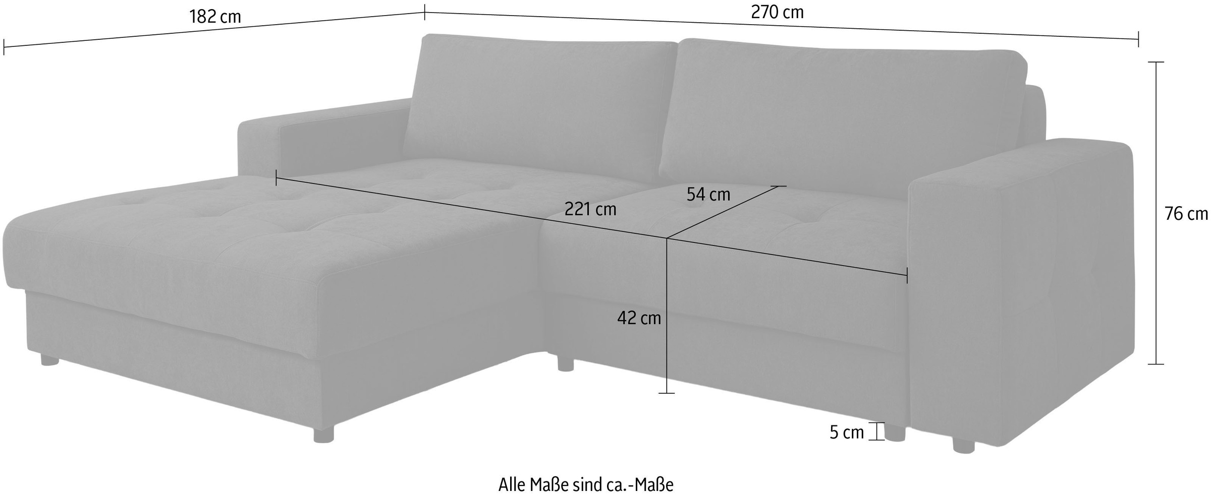 WERK2 Ecksofa »Indiana 270 x 182 cm inkl. Bettfunktion & Bettkasten modern und bequem« Luxus-Microfaser weich ENJOY NEW, L-Form, XXL, Schlaffunktion