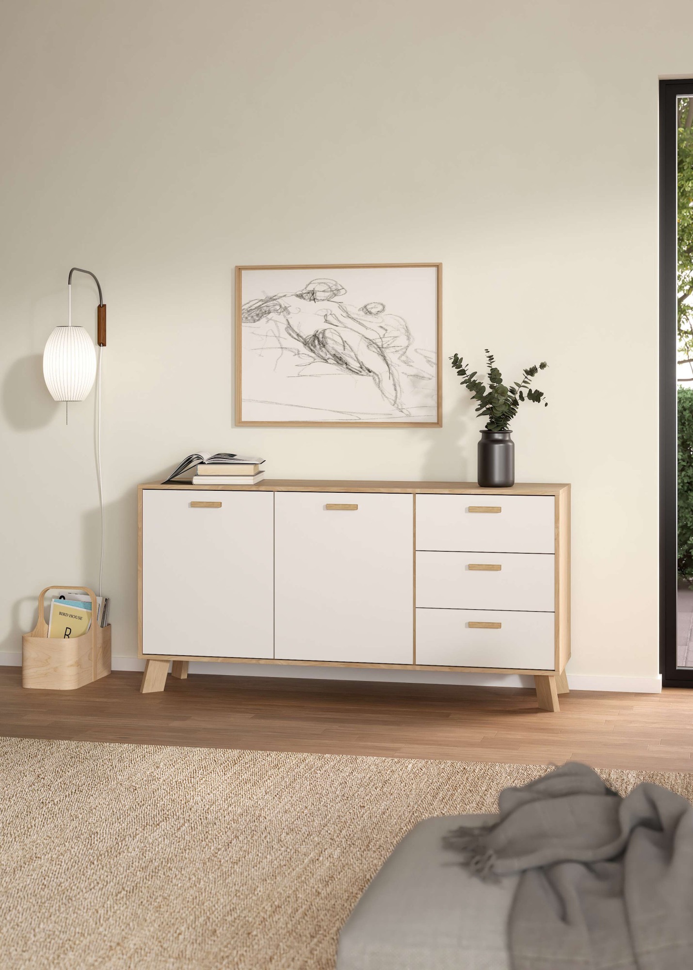 andas Sideboard »Ikast, Stauraum, Schubladenschrank, Aufbewahrung«, 2 Türen und 3 Schubladen, Breite 147 cm, Höhe 73 cm