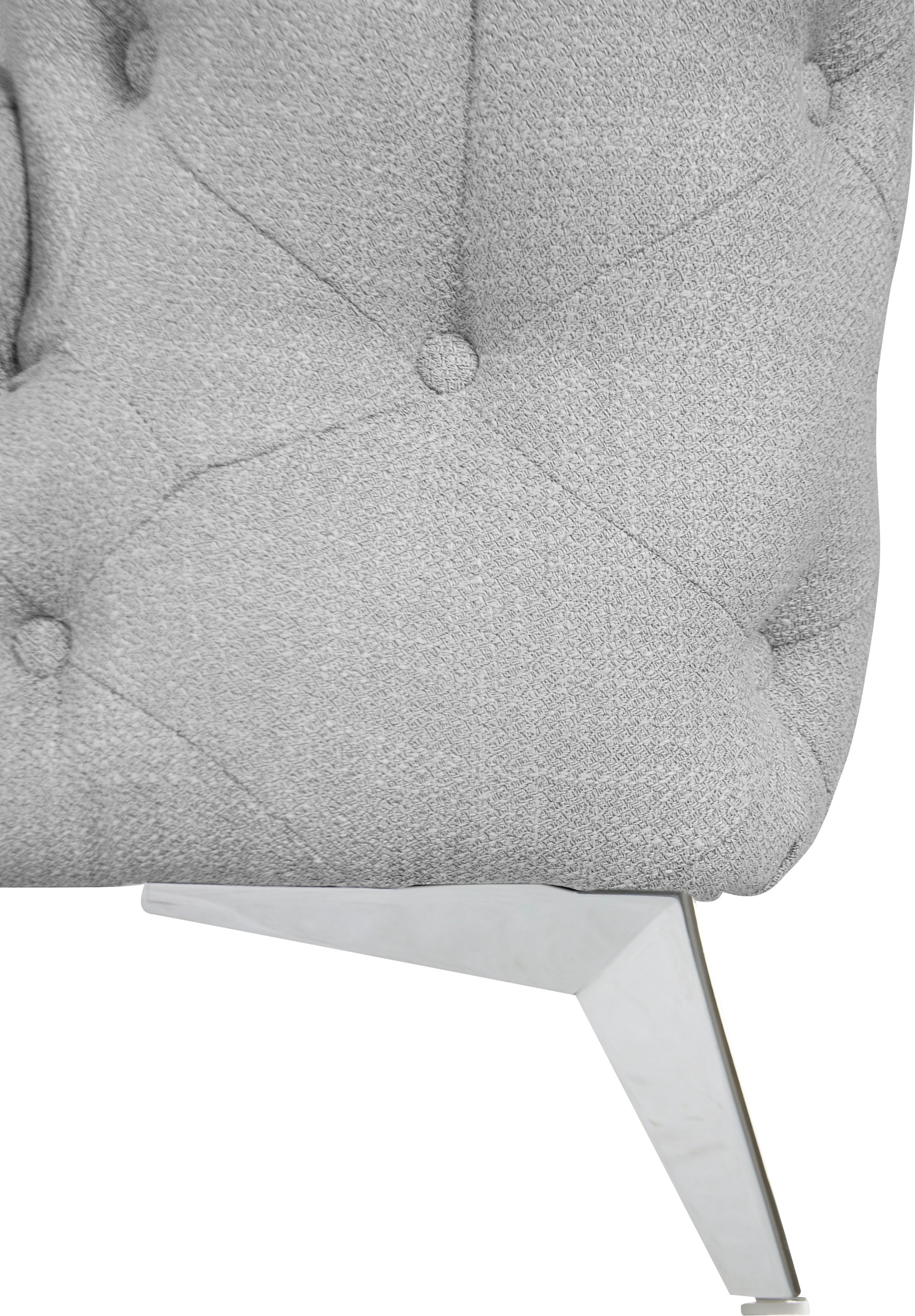 Leonique Chesterfield-Sofa »Ecksofa GLYNIS L-Form mit Wellenunterfederung, Maße B/T/H 264/204/75cm«, aufwändige Knopfheftung, moderne Chesterfield Optik, Fußfarbe wählbar