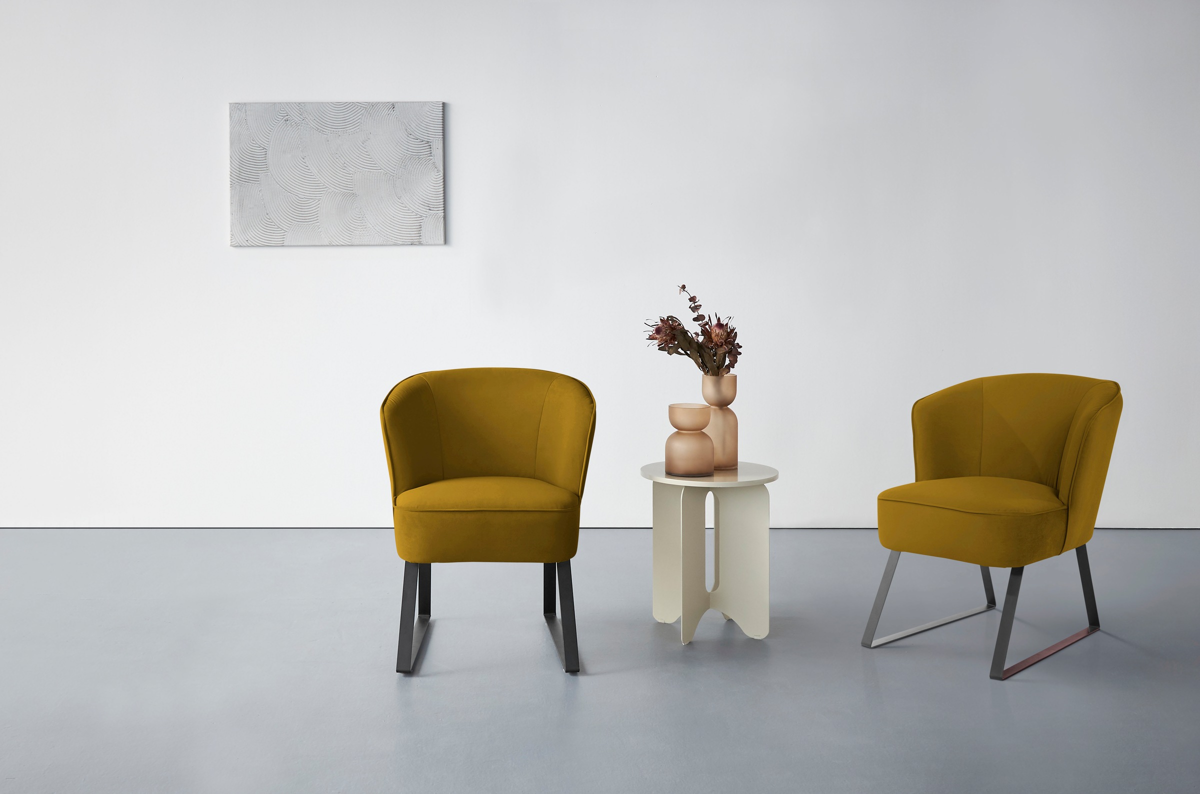 exxpo - sofa fashion Sessel »Americano, Loungesessel«, mit Keder und Metallfüßen, Bezug in verschiedenen Qualitäten, 1 Stck.