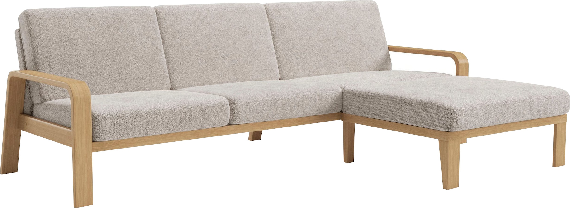 sit&more Ecksofa »Kolding L-Form«, Armlehnen aus Buchenholz in natur, verschiedene Bezüge und Farben