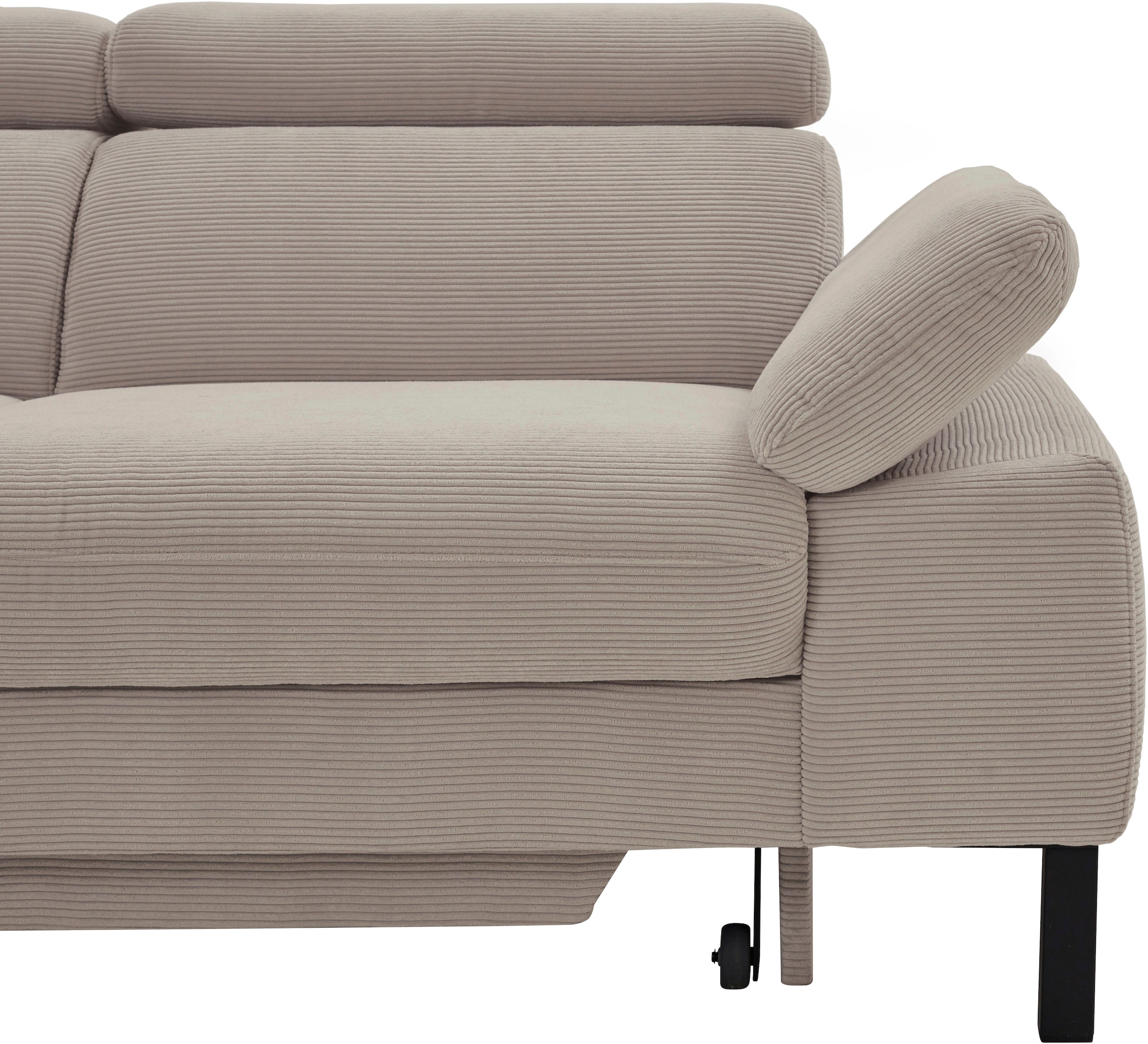 Home affaire Ecksofa »Arnayon mit Querschläfer-Bettfunktion, Schlafsofa, großer Bettkasten«, manuelle Kopfteilverstellung, Tonnentaschen-Federkern, Feincord L-Form