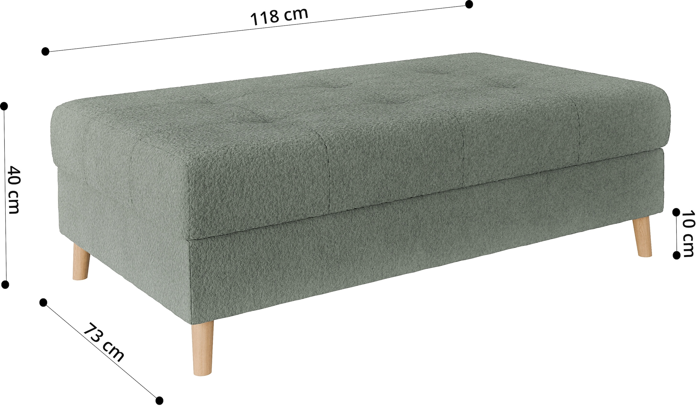 Home affaire Polsterhocker »CHARRE XXL, Steppung im Sitzbereich, Maße: B/T/H: 118/73/40 cm«, passend zur Serie CHARRE, auch in Cord und Bouclé