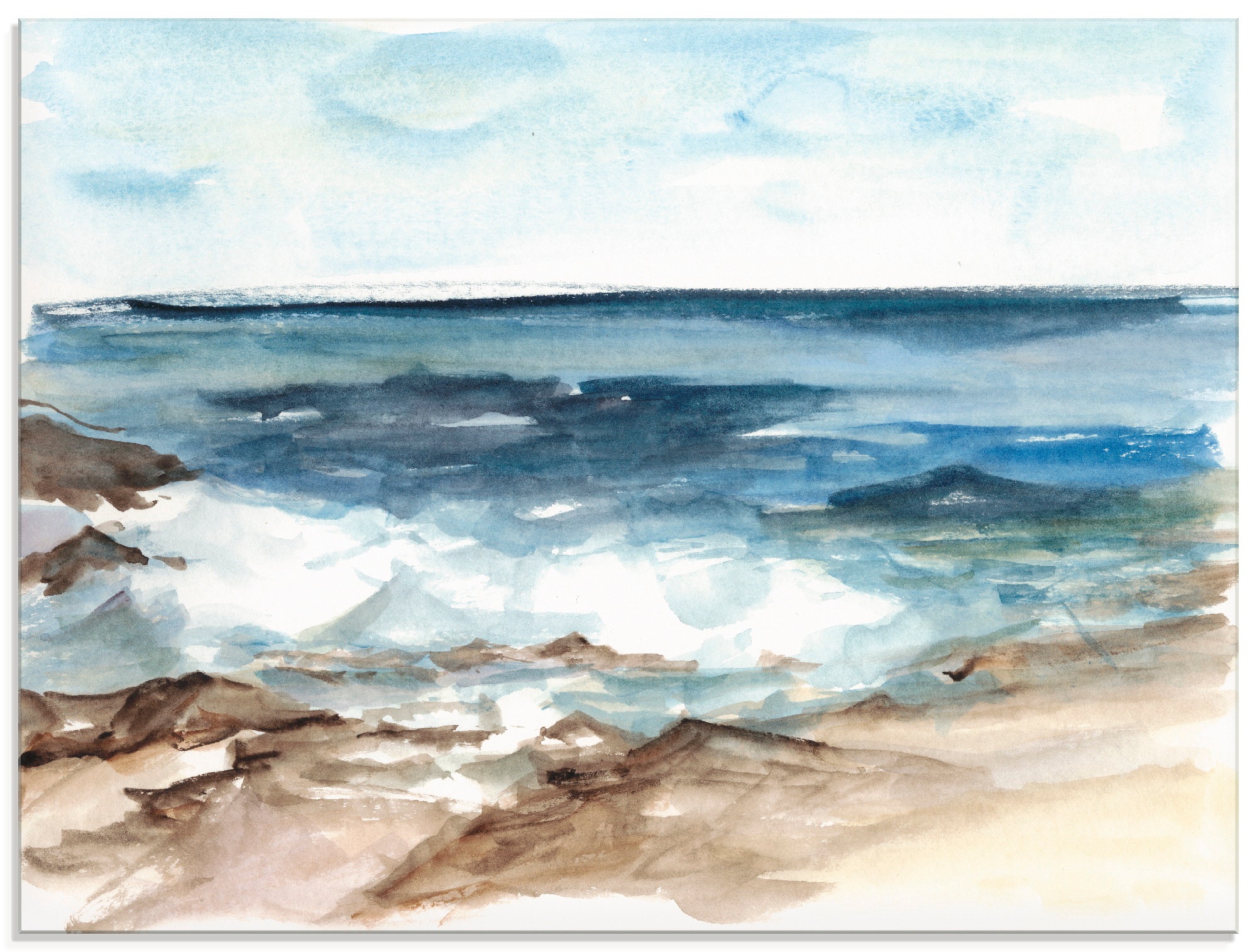 Artland Glasbild »Wasserfarben Küste II«, Küste, (1 St.), in verschiedenen günstig online kaufen