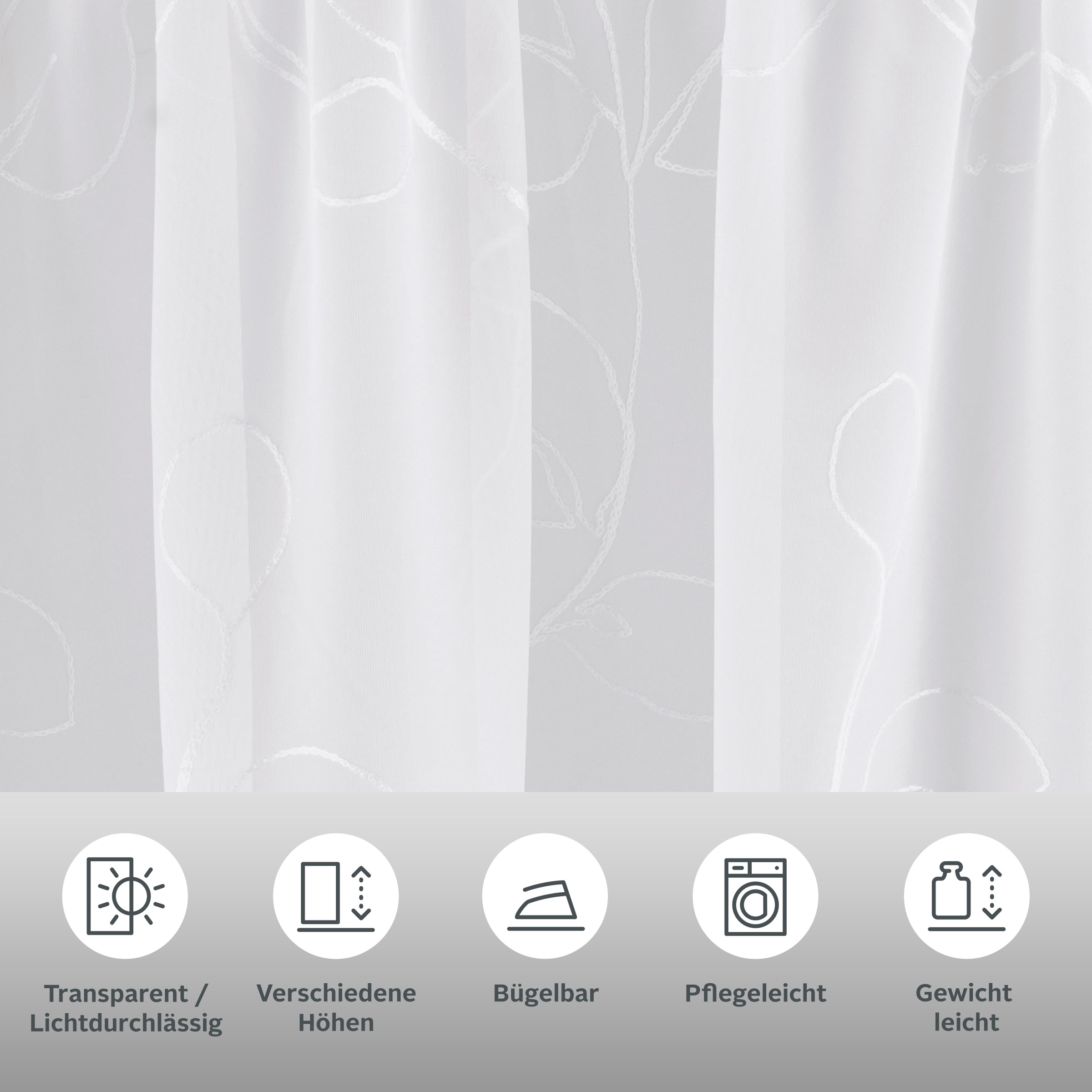 Home affaire Gardine »Adele«, (1 St.), transparent, mit floraler Stickerei, Voile