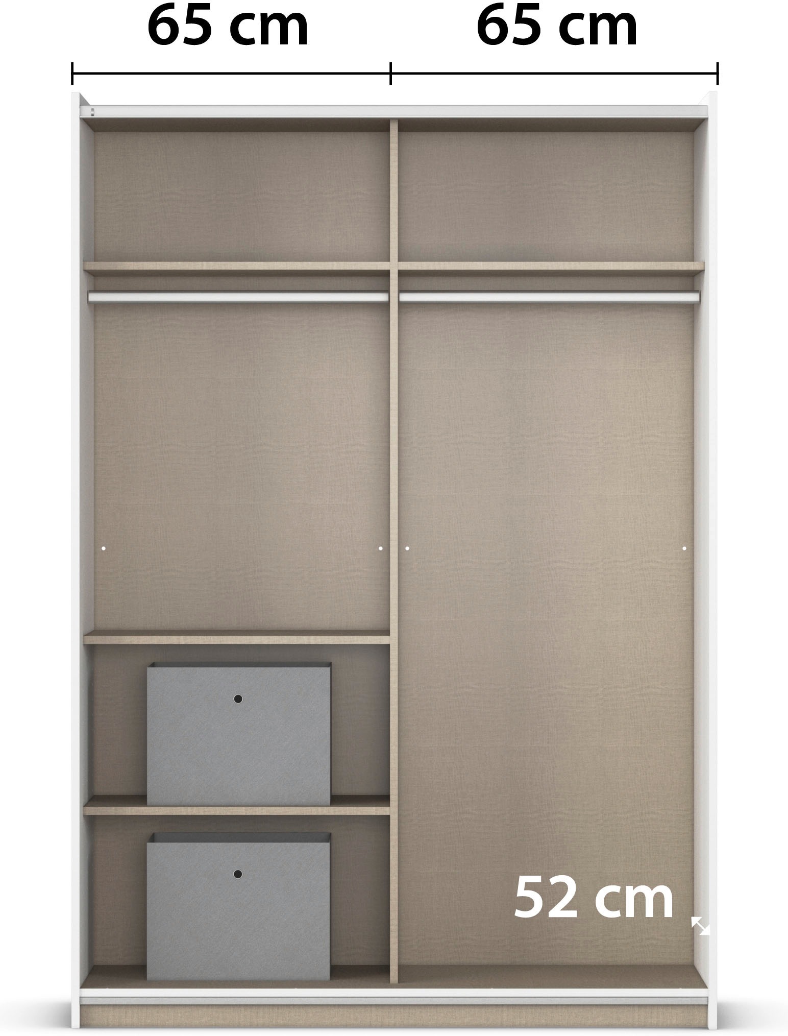 rauch Schwebetürenschrank »Kleiderschrank Schrank Garderobe REFLECT«, inkl. praktischer Innenausstattung mit 2 Stoffboxen MADE IN GERMANY