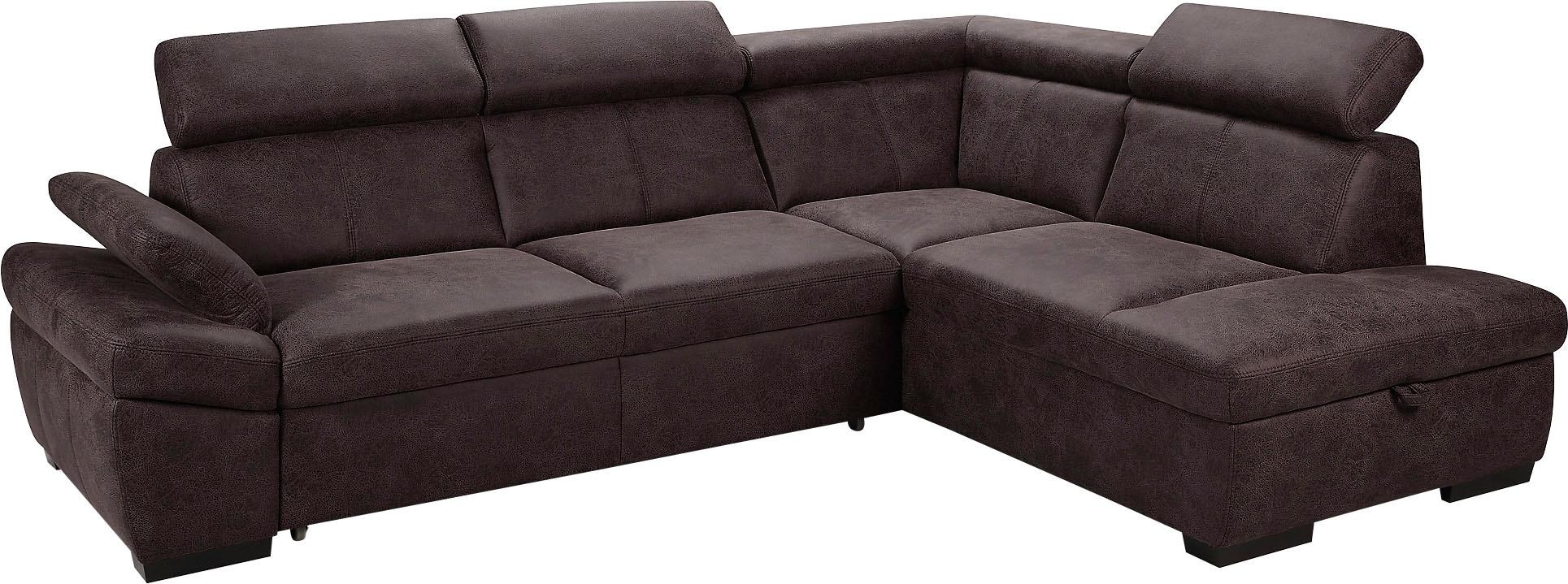 exxpo - sofa fashion Ecksofa »Salerno, klassisch modernes Funktionssofa, hoher Sitzkomfort, L-Form«, inkl. Kopf- und Armteilverstellung, wahlweise mit Bettfunktion