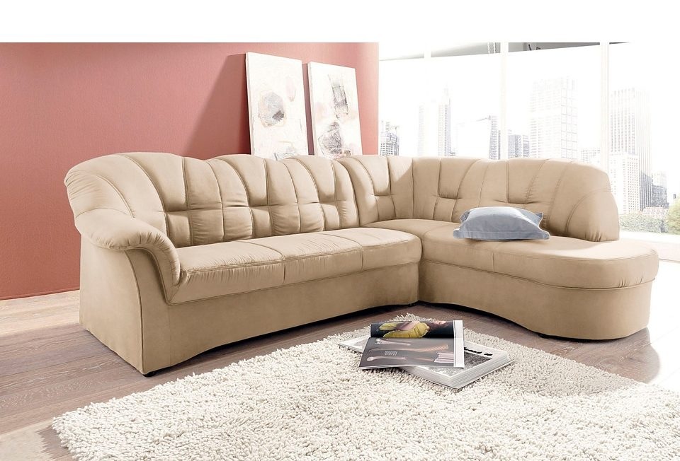 DOMO collection Ecksofa »Papenburg, zeitlose Rückensteppung, elegante Armle günstig online kaufen