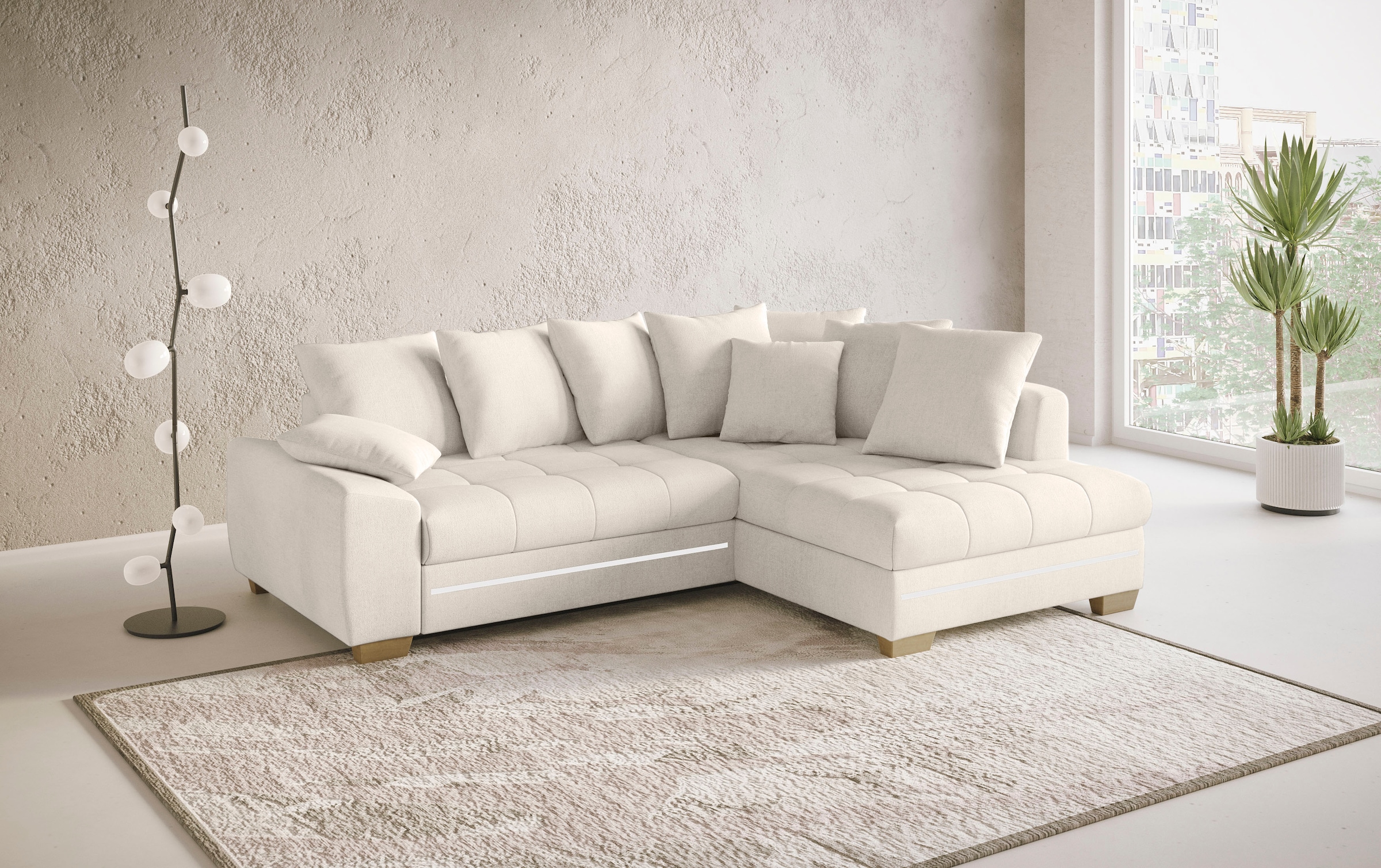 Mr. Couch Ecksofa »Nikita II, L-Form«, mit Kaltschaum, RGB-LED Beleuchtung, wahlweise mit Bett, Bettkasten