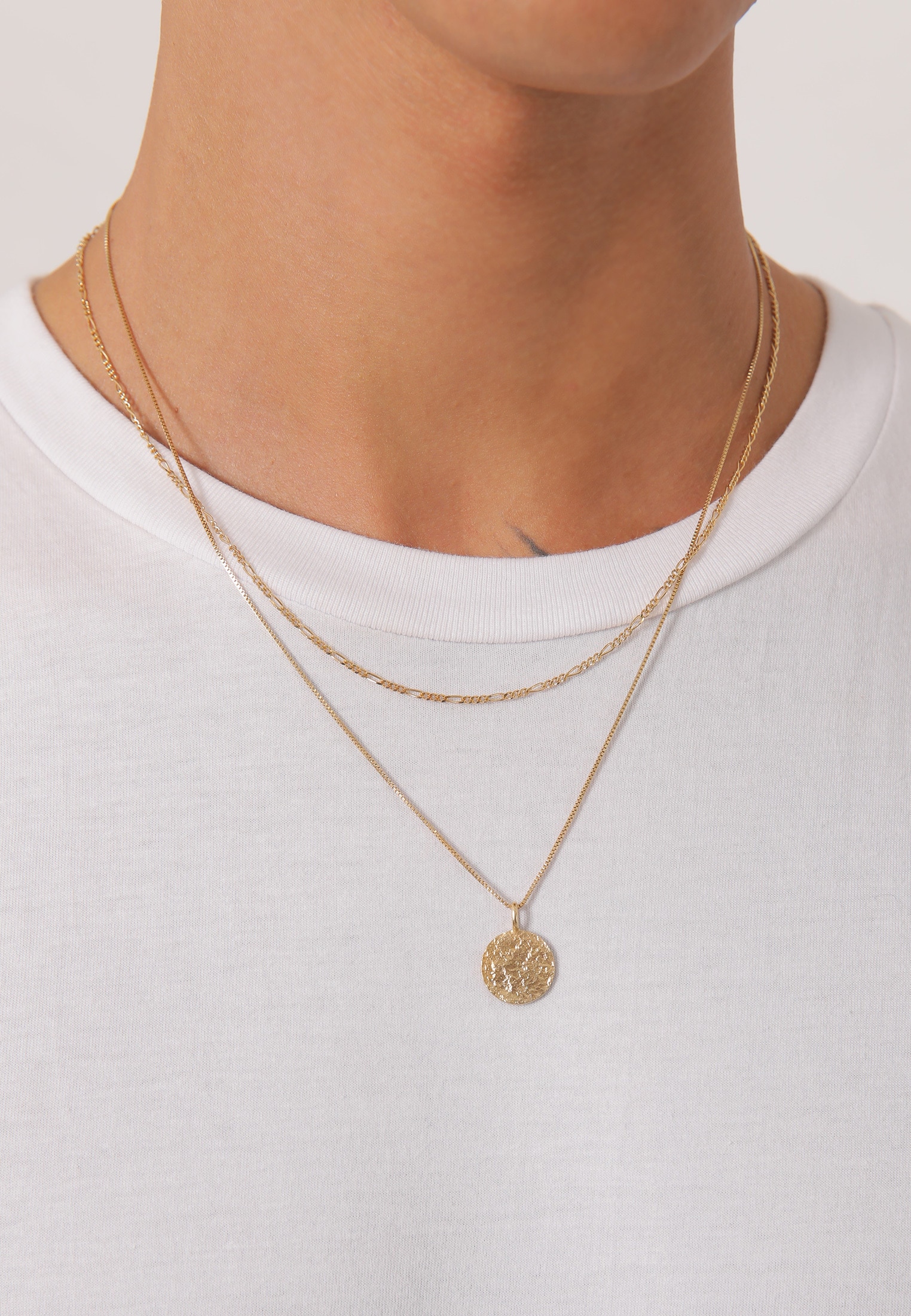 Kuzzoi Kette mit Anhänger »Herren Layer Figaro Venezianer Plättchen 925 Silber«