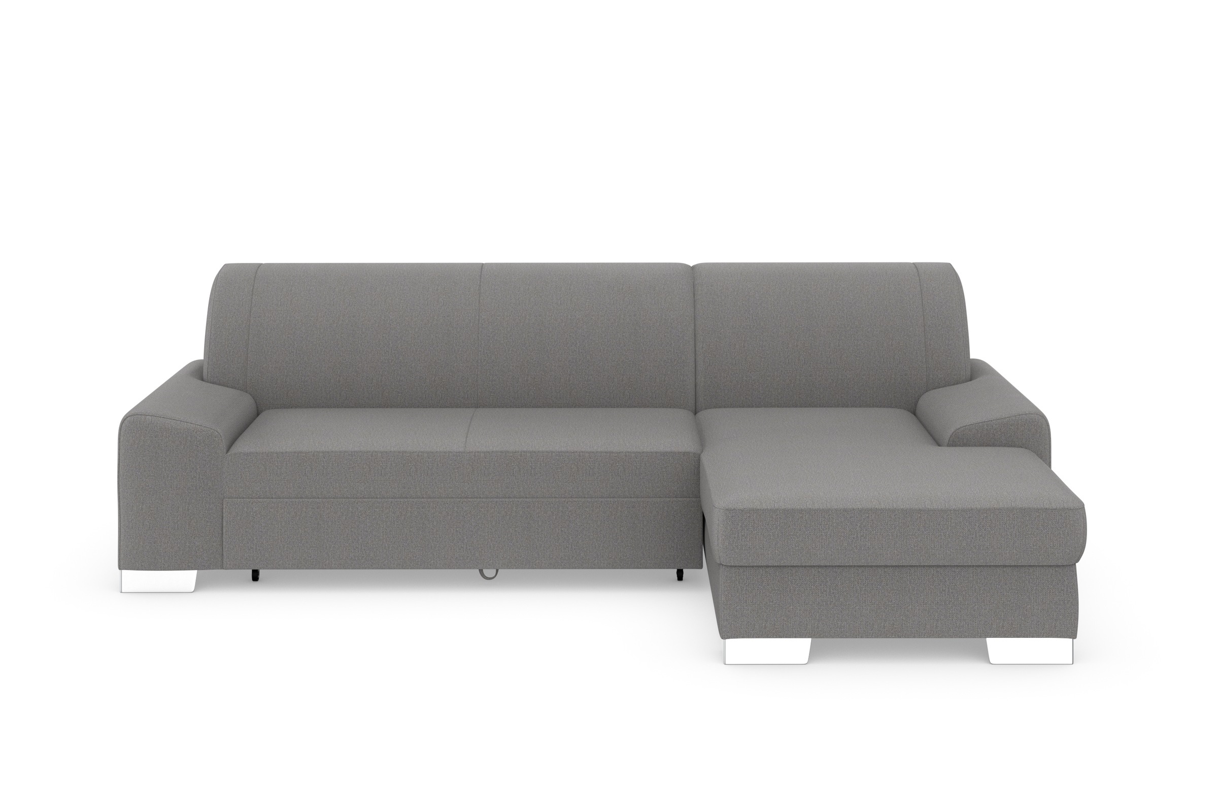 DOMO collection Ecksofa »Anzio L-Form, whlw. Bettfunktion, Federkern, hochwertig, Breite 271 cm«, Mit Bettfunktion, Recamiere rechts, Chenille-Struktur, grau