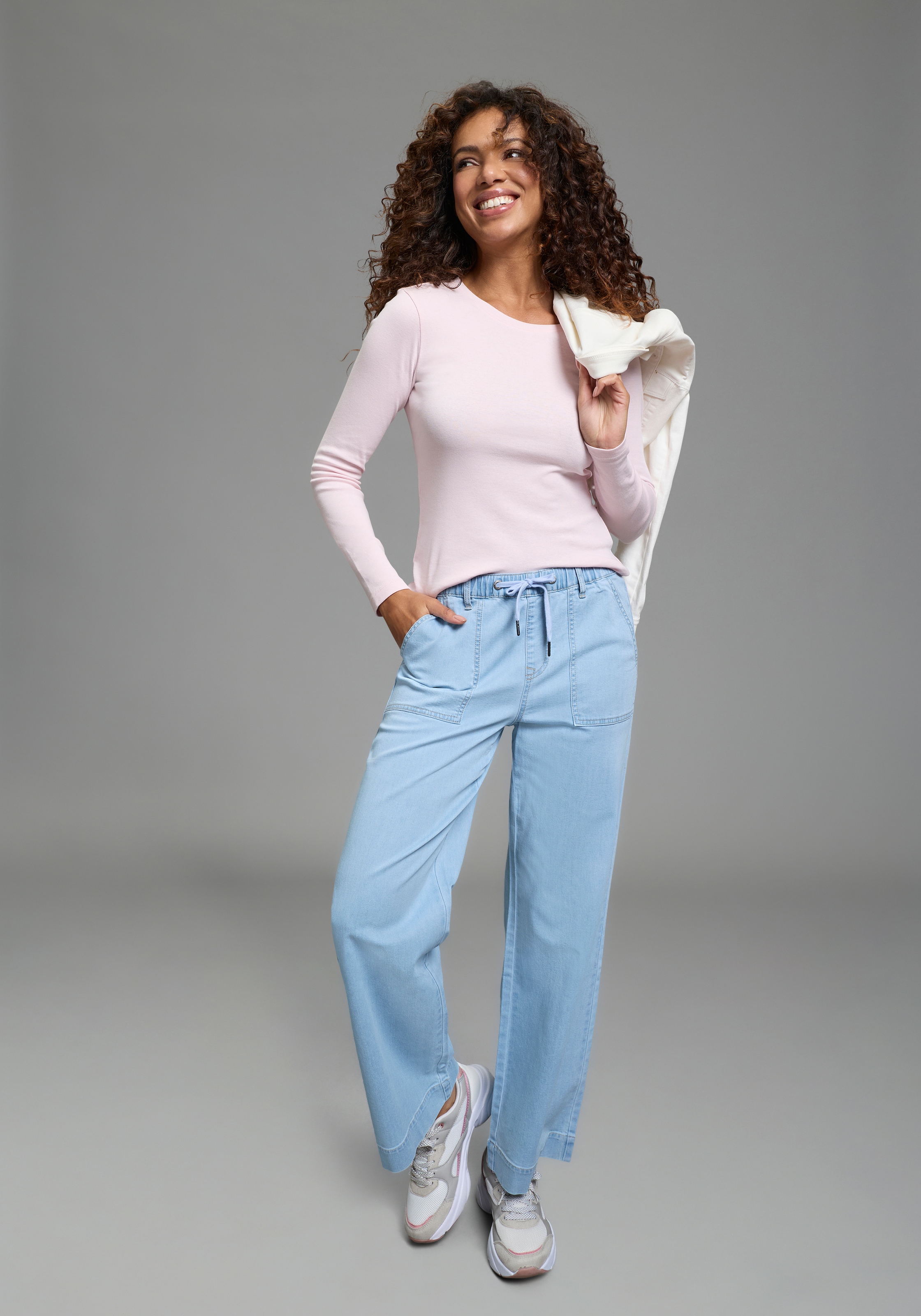 KangaROOS Weite Jeans weite Beinweite, normale Leibhöhe, knöchellanger Schnitt