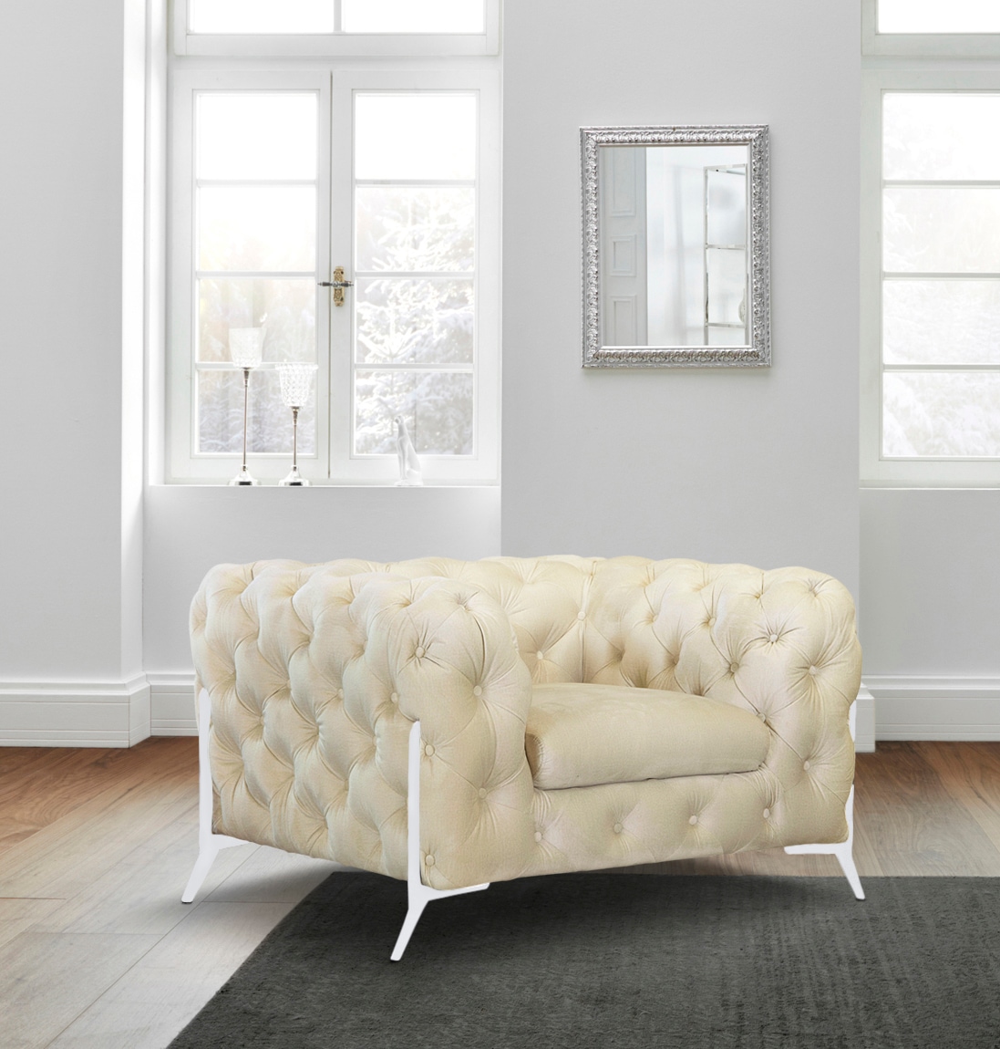 Leonique Chesterfield-Sessel »Amaury Sessel«, aufwändige Knopfheftung, moderne Chesterfield Optik, Fußfarbe wählbar